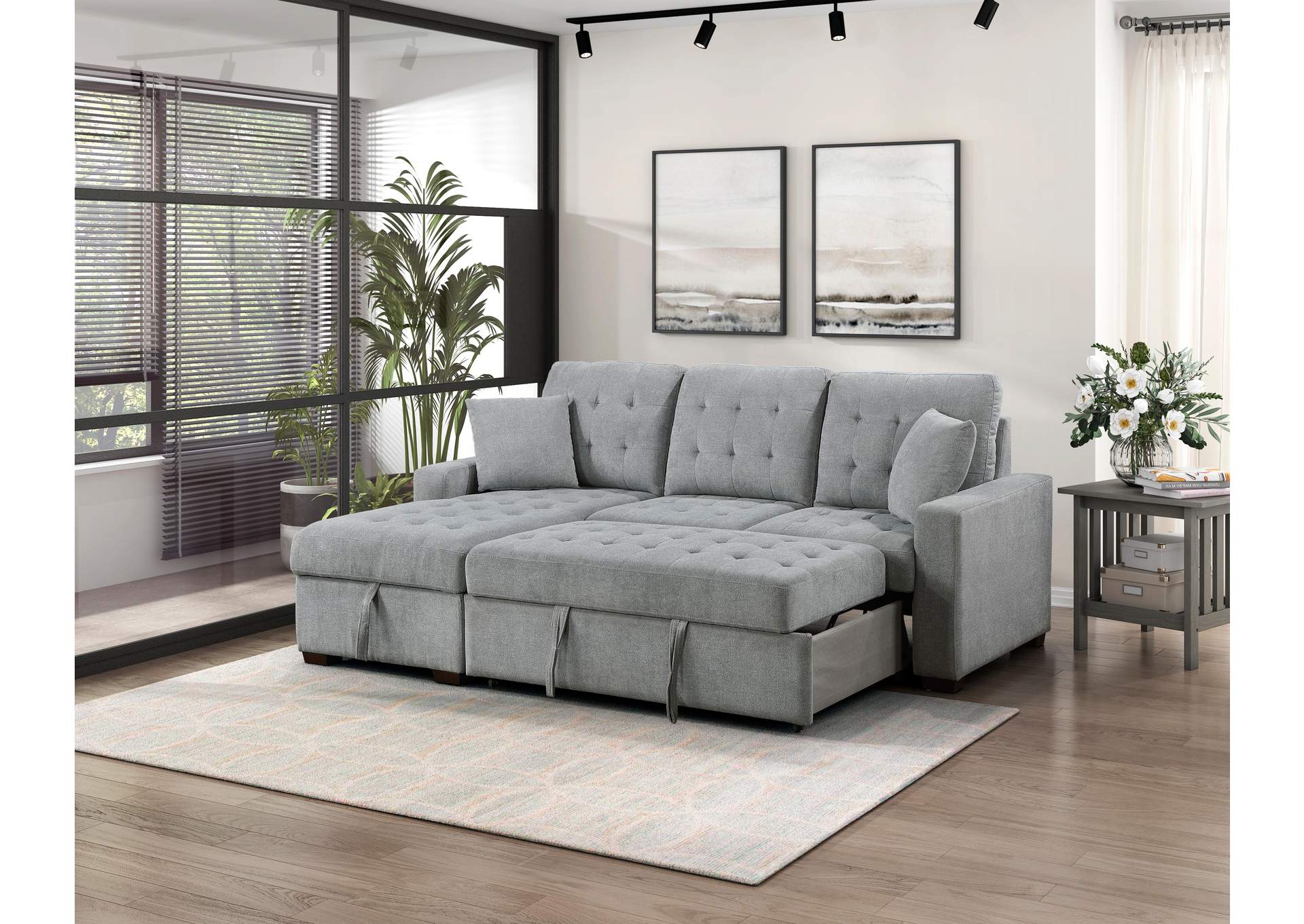 Waitsfield 2-Piece Sectional with Left Chaise, Pull-out Bed and Hidden Storage image 7