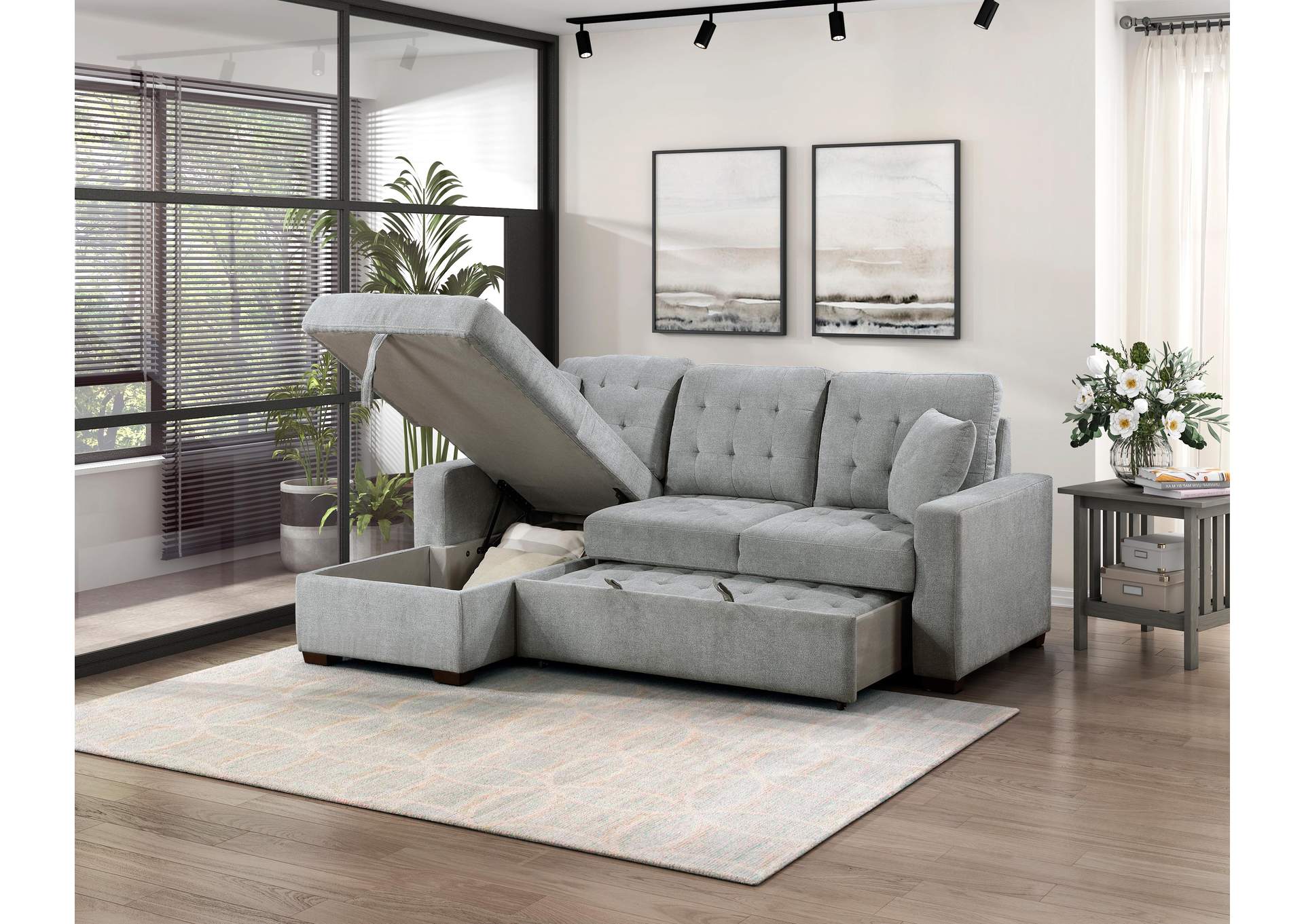 Waitsfield 2-Piece Sectional with Left Chaise, Pull-out Bed and Hidden Storage image 8