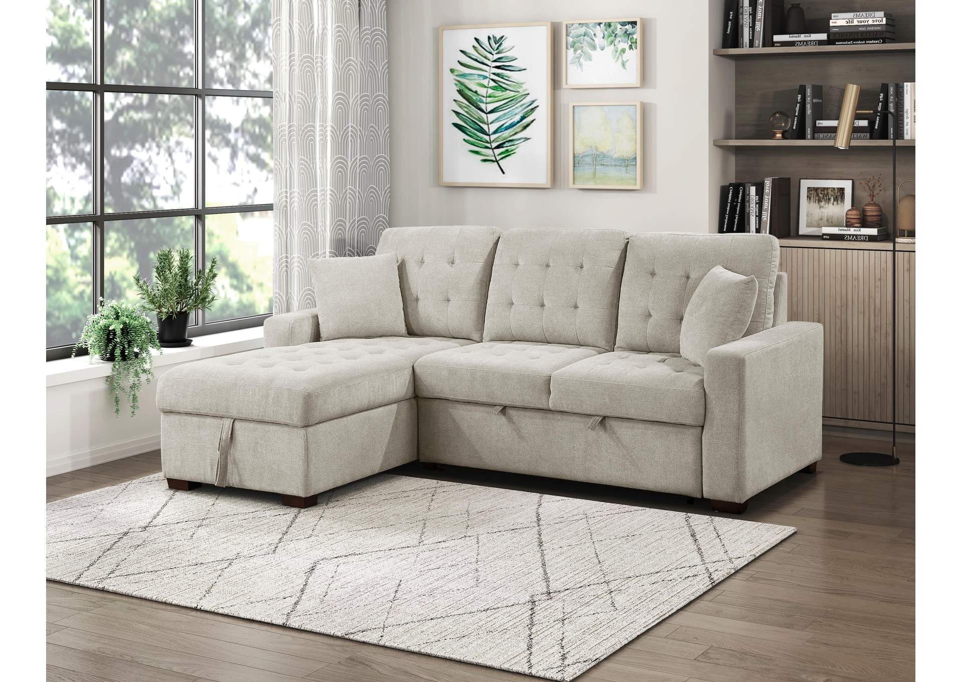 Waitsfield 2-Piece Sectional with Left Chaise, Pull-out Bed and Hidden Storage image 6