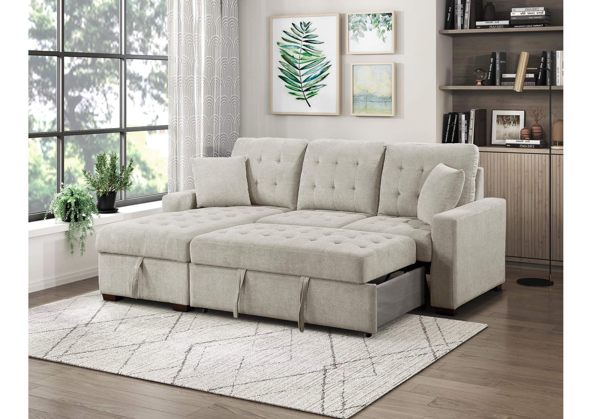 Waitsfield 2-Piece Sectional with Left Chaise, Pull-out Bed and Hidden Storage image 7