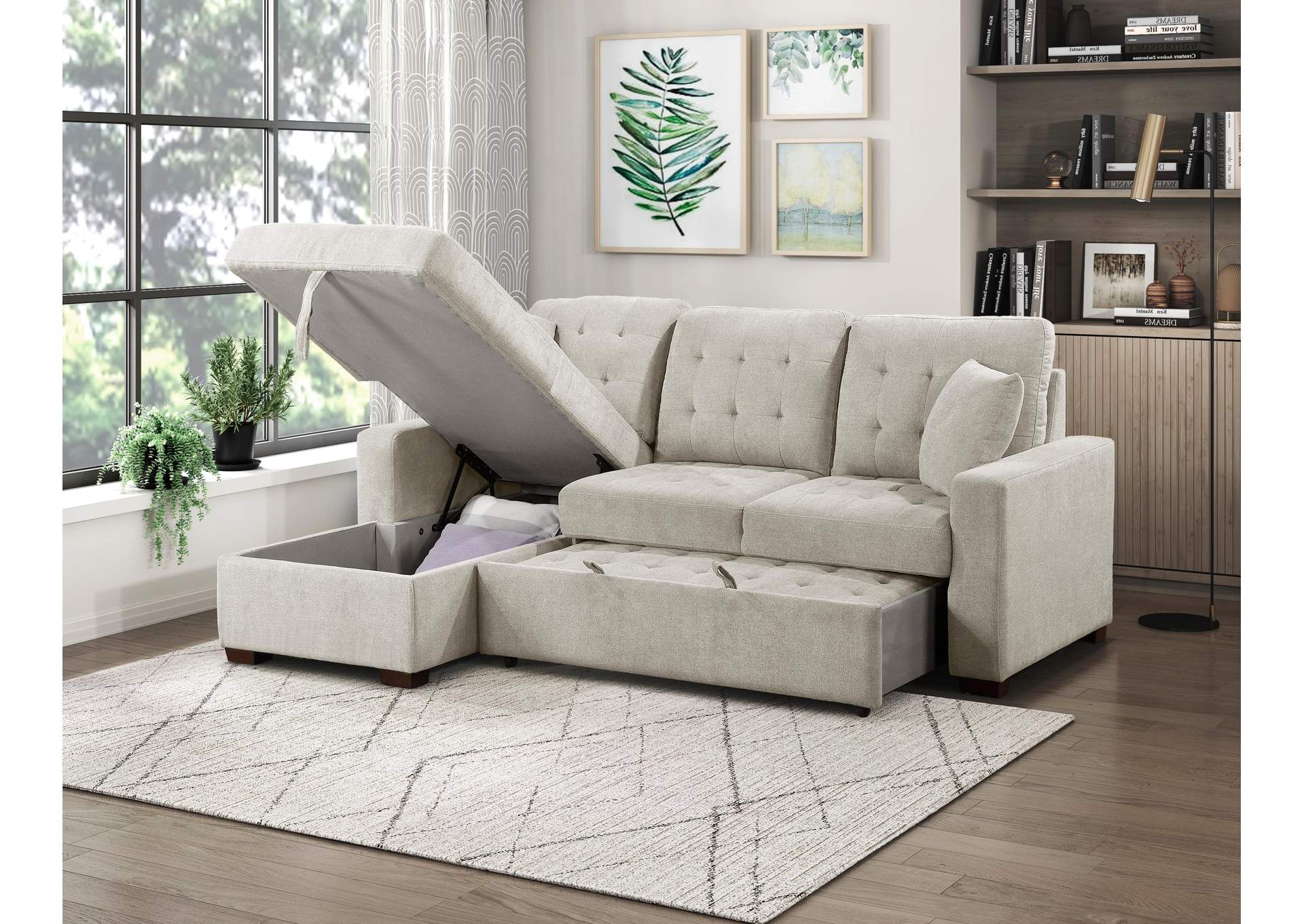 Waitsfield 2-Piece Sectional with Left Chaise, Pull-out Bed and Hidden Storage image 8