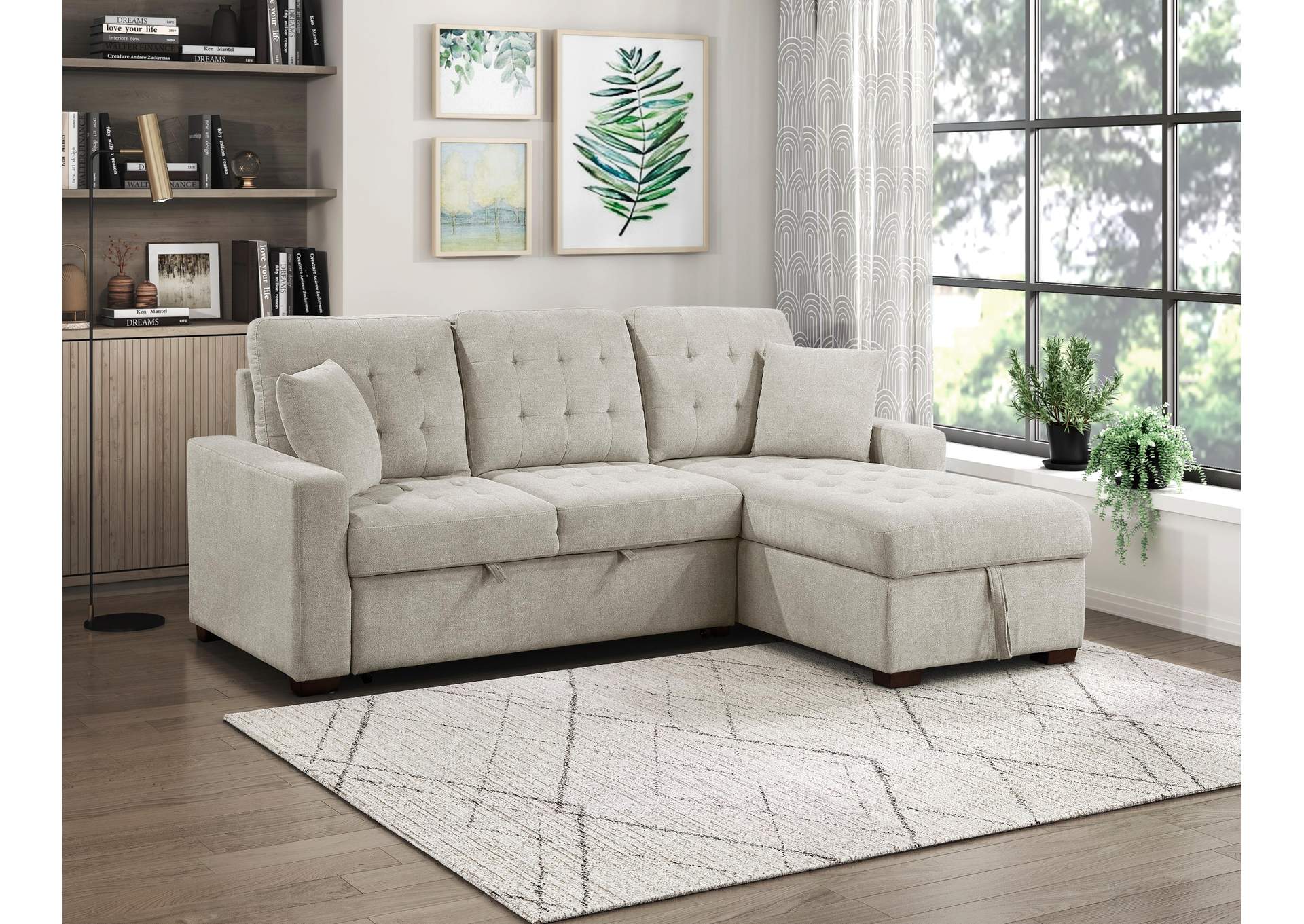 Waitsfield 2-Piece Sectional with Right Chaise, Pull-out Bed and Hidden Storage image 6