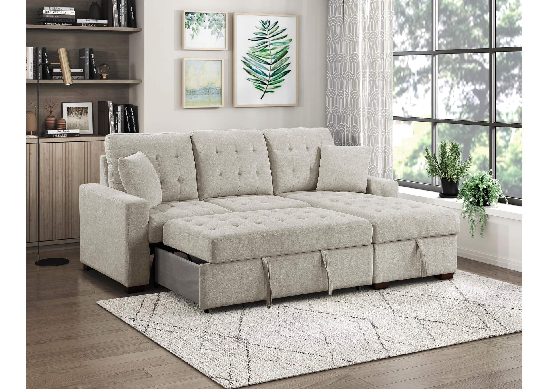 Waitsfield 2-Piece Sectional with Right Chaise, Pull-out Bed and Hidden Storage image 7