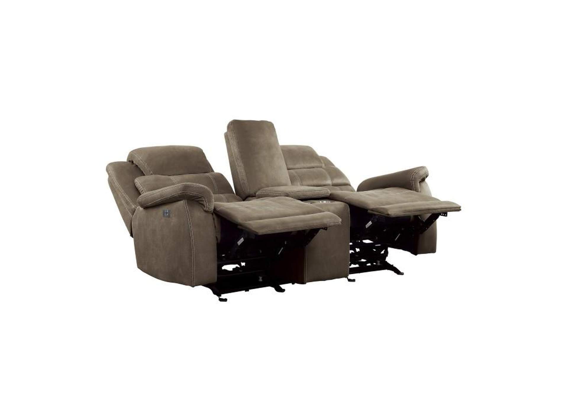 Shola Power Double Reclining Love Seat with Center Console, Power Headrests and USB Ports image 3