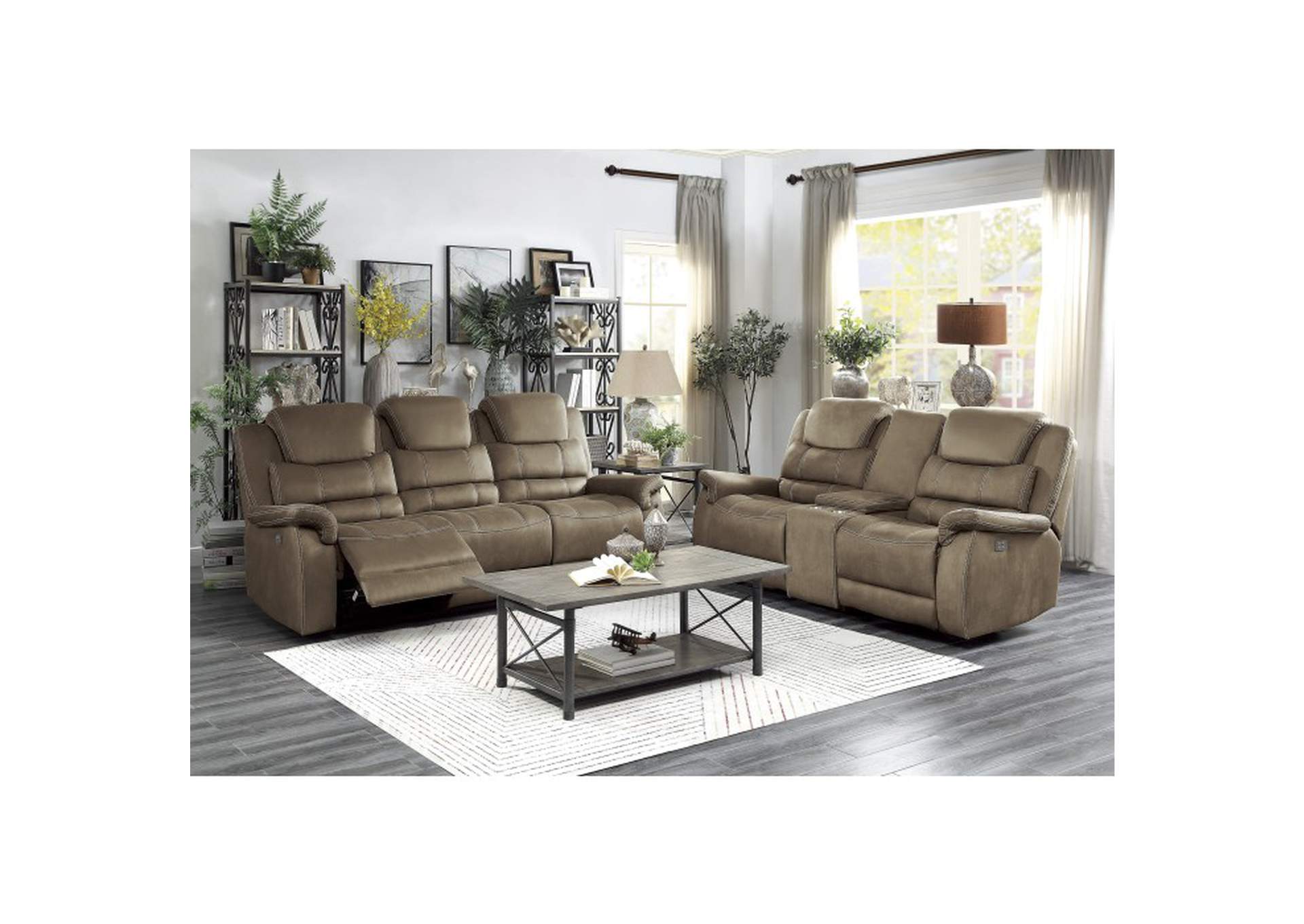 Shola Power Double Reclining Love Seat with Center Console, Power Headrests and USB Ports image 6
