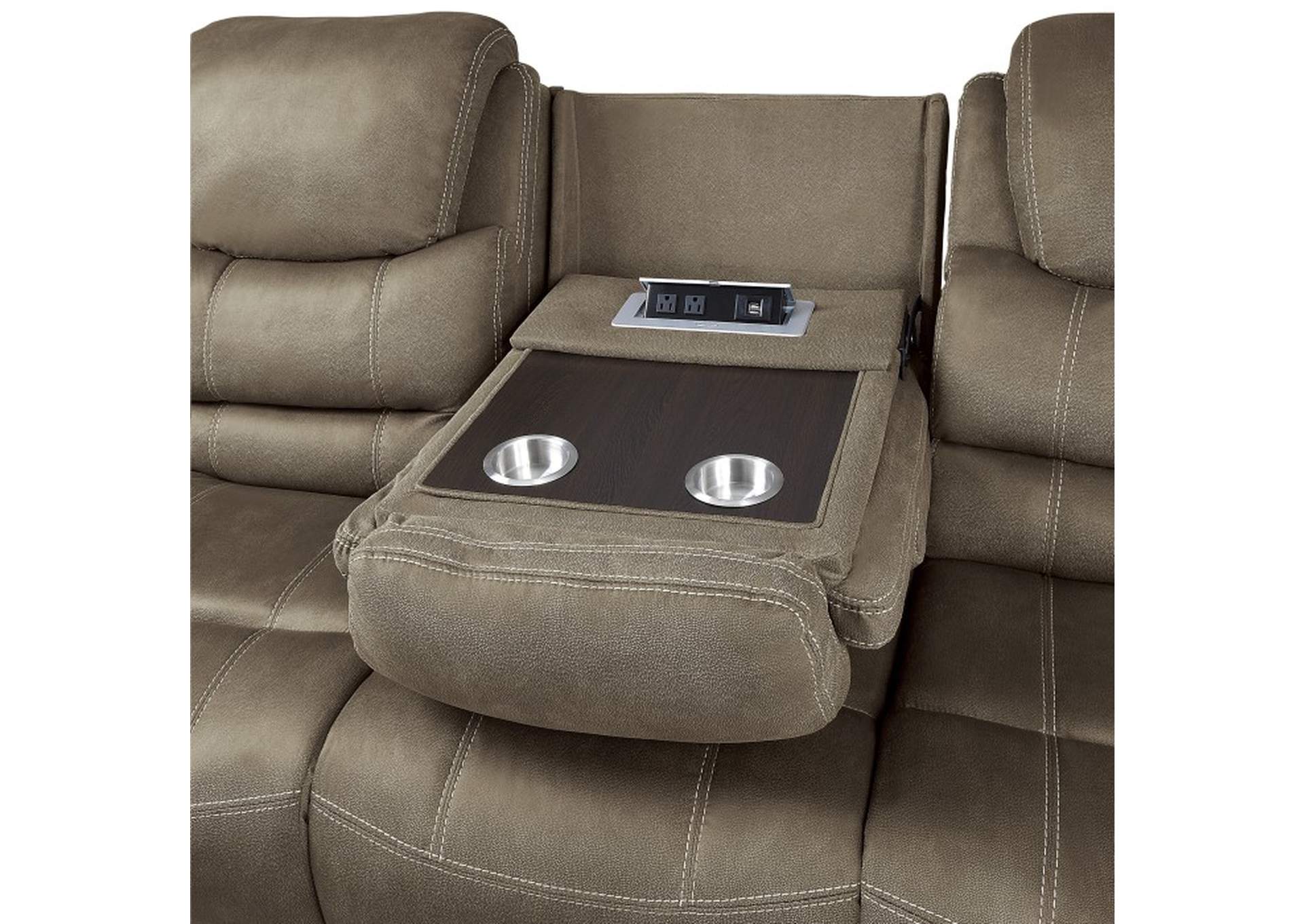 Shola Power Double Reclining Sofa with Power Headrests, Drop-Down Cup Holders, Receptacles and USB Ports image 4