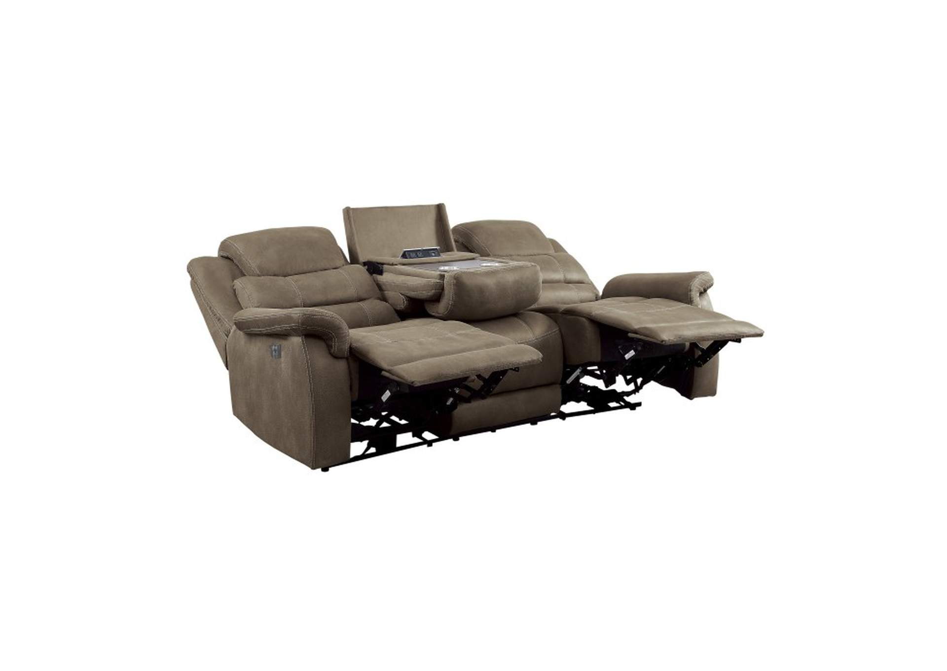 Shola Power Double Reclining Sofa with Power Headrests, Drop-Down Cup Holders, Receptacles and USB Ports image 3