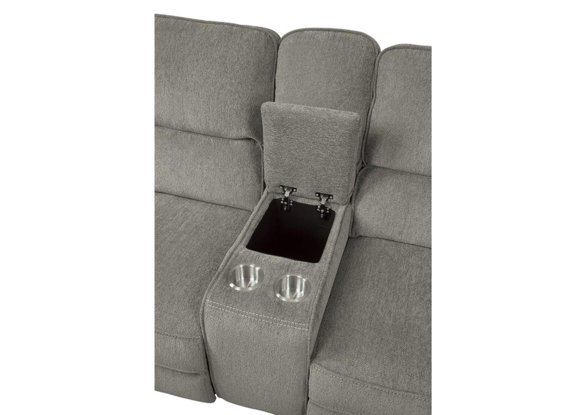 Borneo Power Double Reclining Love Seat with Center Console, Power Headrests and USB Ports image 4