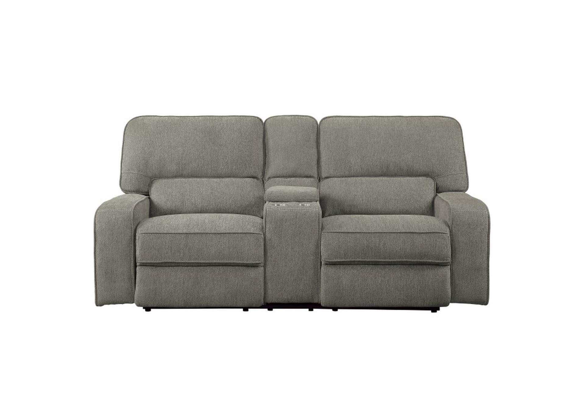 Borneo Power Double Reclining Love Seat with Center Console, Power Headrests and USB Ports image 1