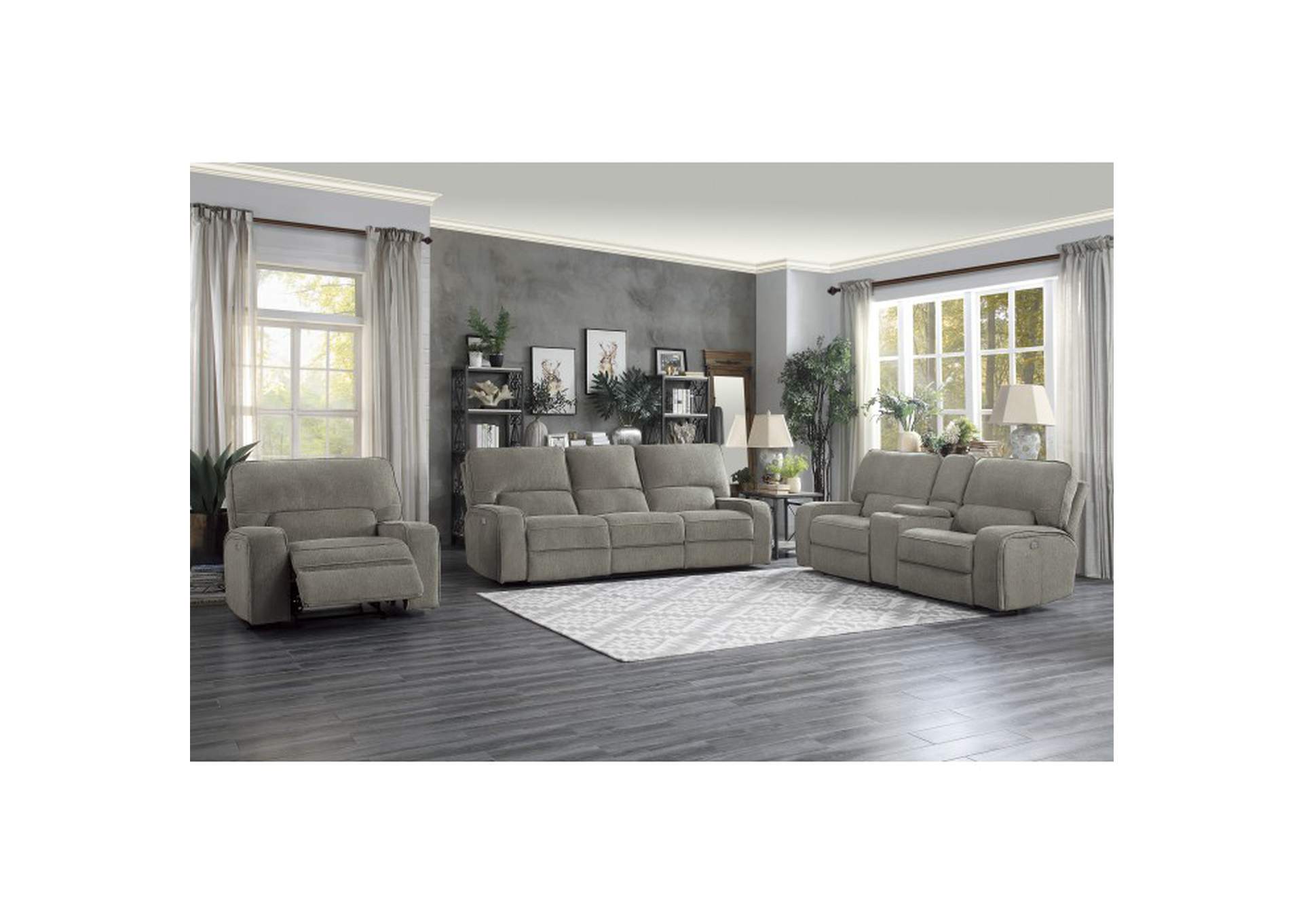 Borneo Power Double Reclining Love Seat with Center Console, Power Headrests and USB Ports image 5
