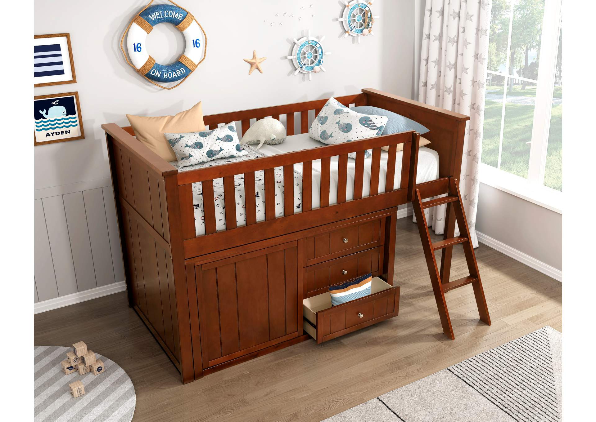 Rowe Low Loft Bunk with Dresser image 1