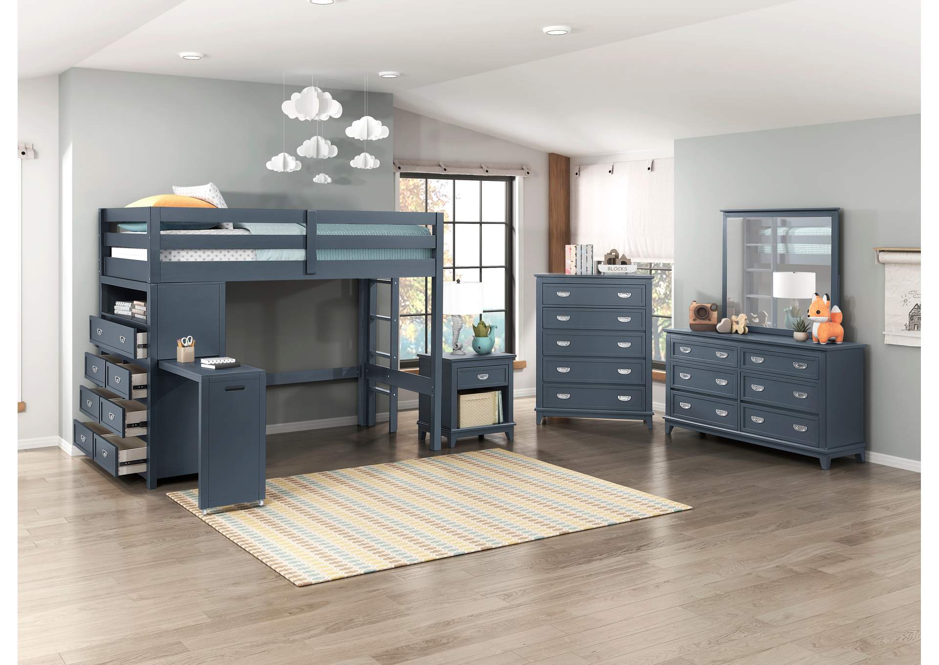 Sloane Twin/Full Loft Bunk Bed with Chest and Hidden Desk image 11