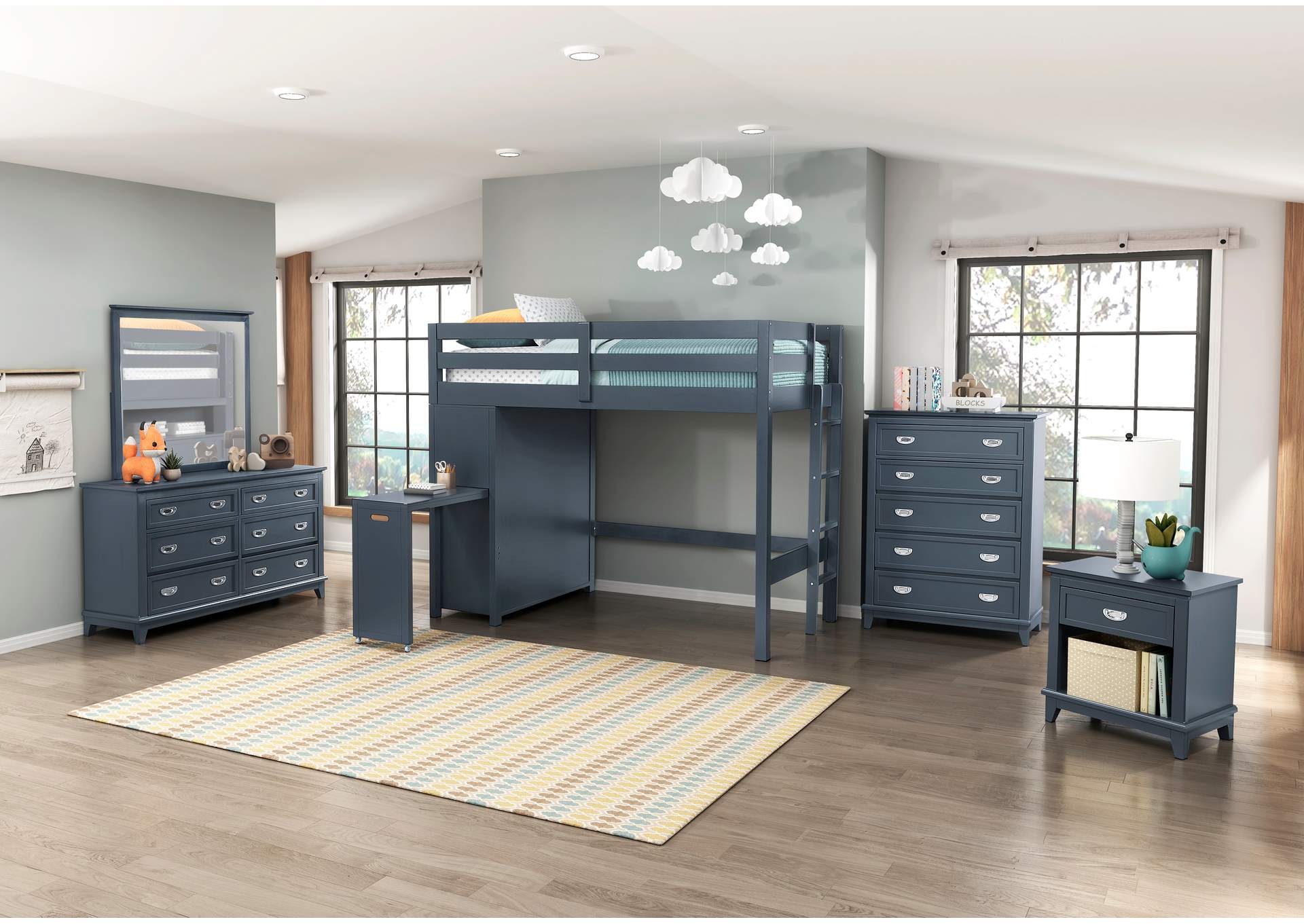 Sloane Twin/Full Loft Bunk Bed with Chest and Hidden Desk image 10