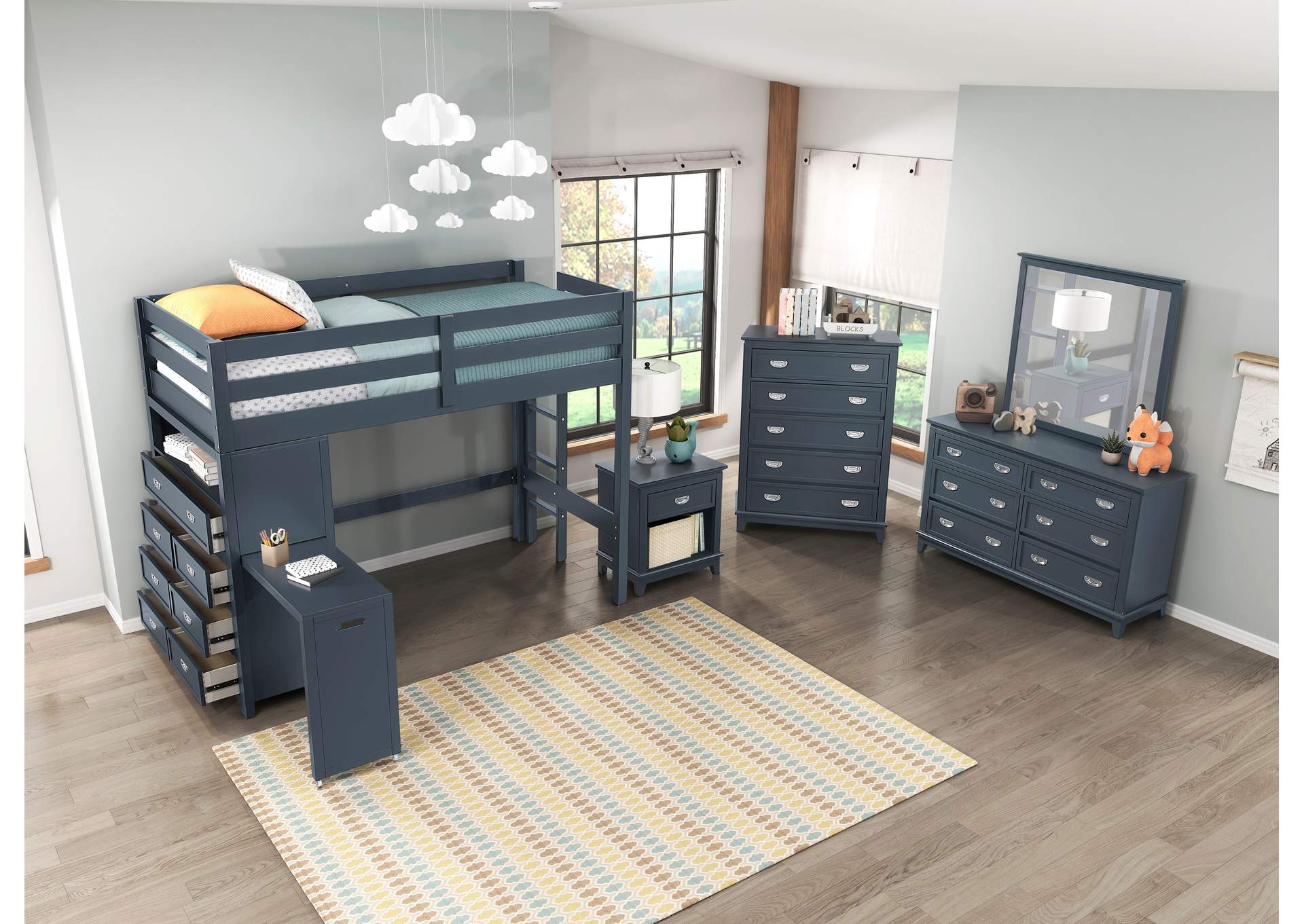 Sloane Twin/Full Loft Bunk Bed with Chest and Hidden Desk image 9