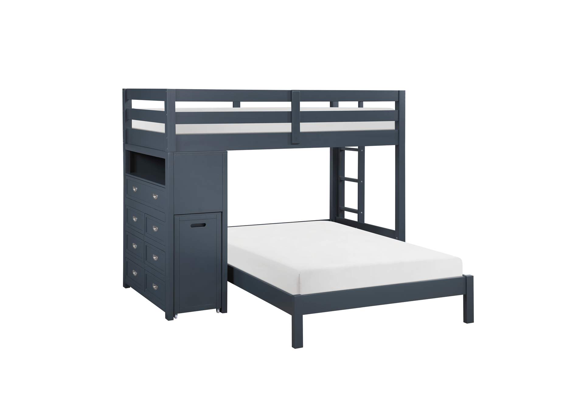 Sloane Twin/Full Loft Bunk Bed with Chest and Hidden Desk image 1
