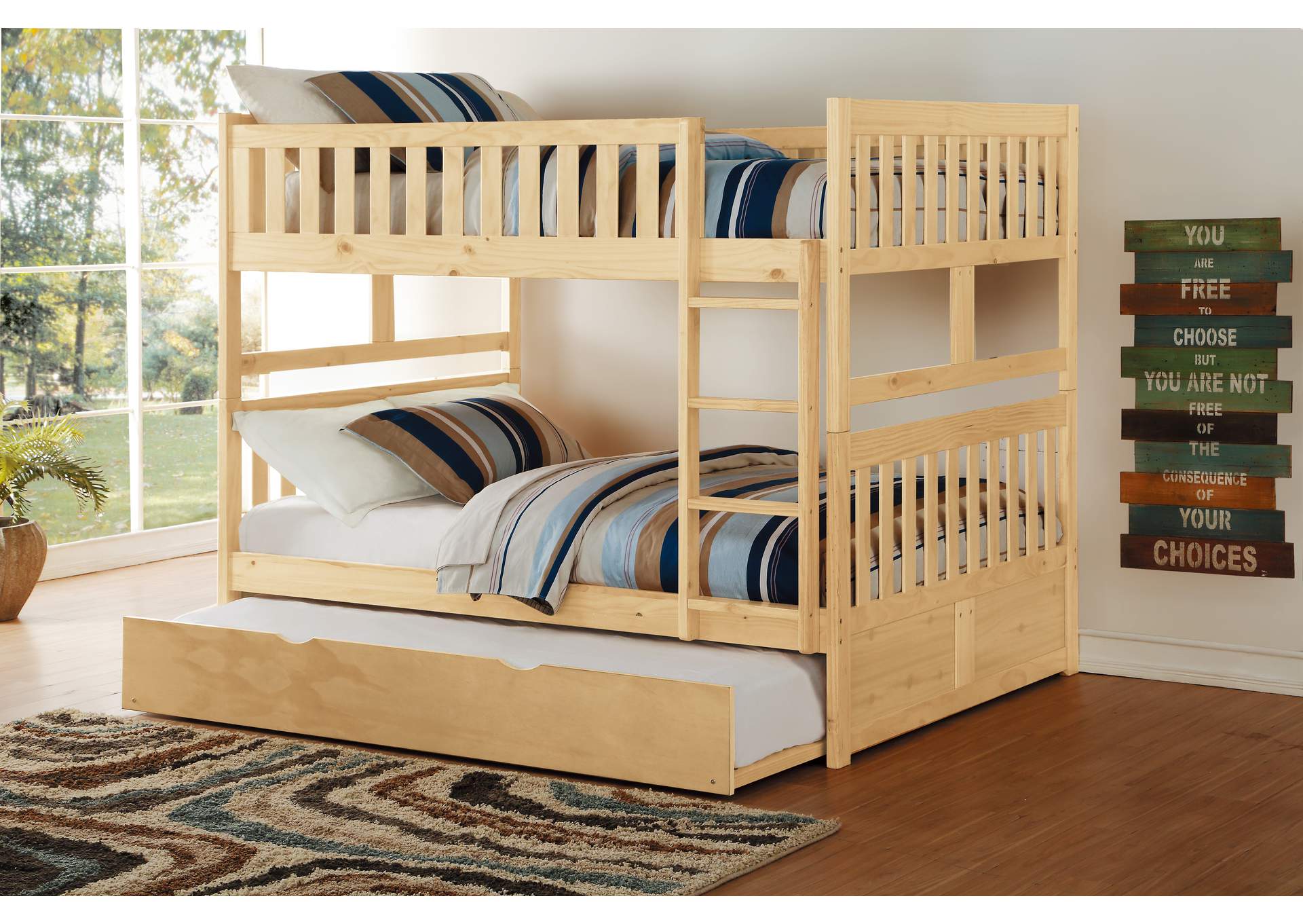 Bartly Full/Full Bunk Bed with Twin Trundle image 6