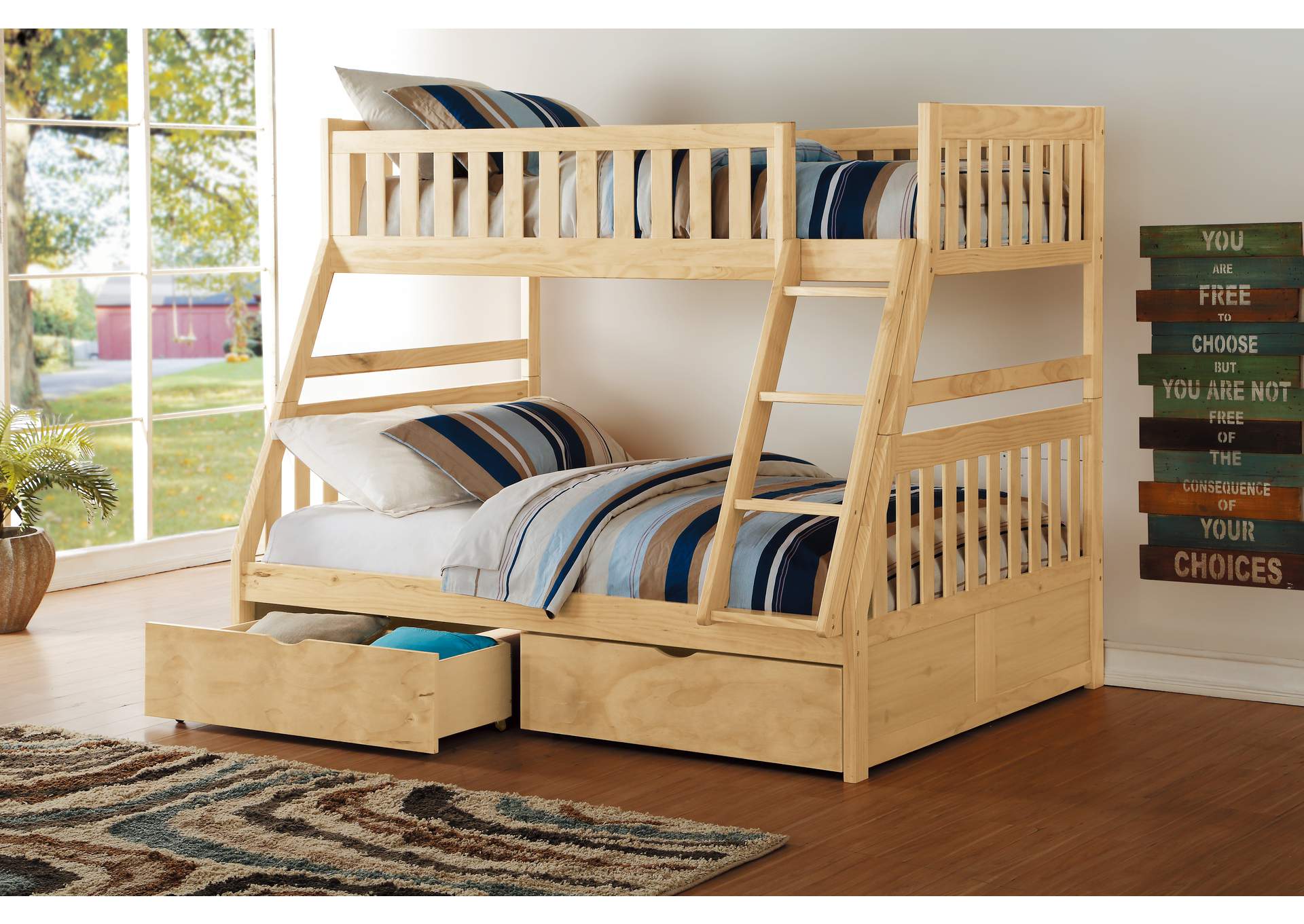 Bartly Twin/Full Bunk Bed with Storage Boxes image 3