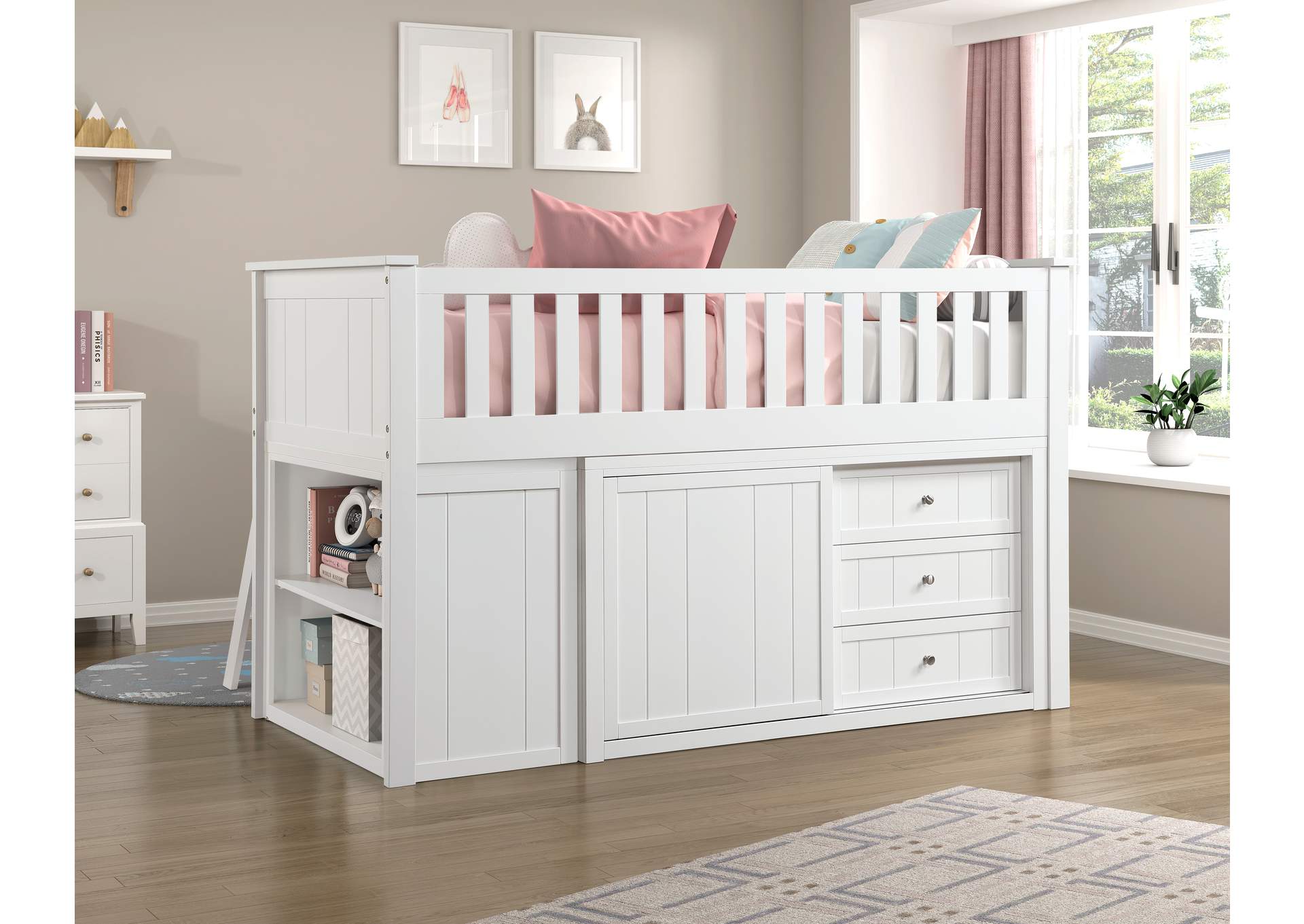 Galen Low Loft Bunk with Bookcase and 2 Dressers image 20
