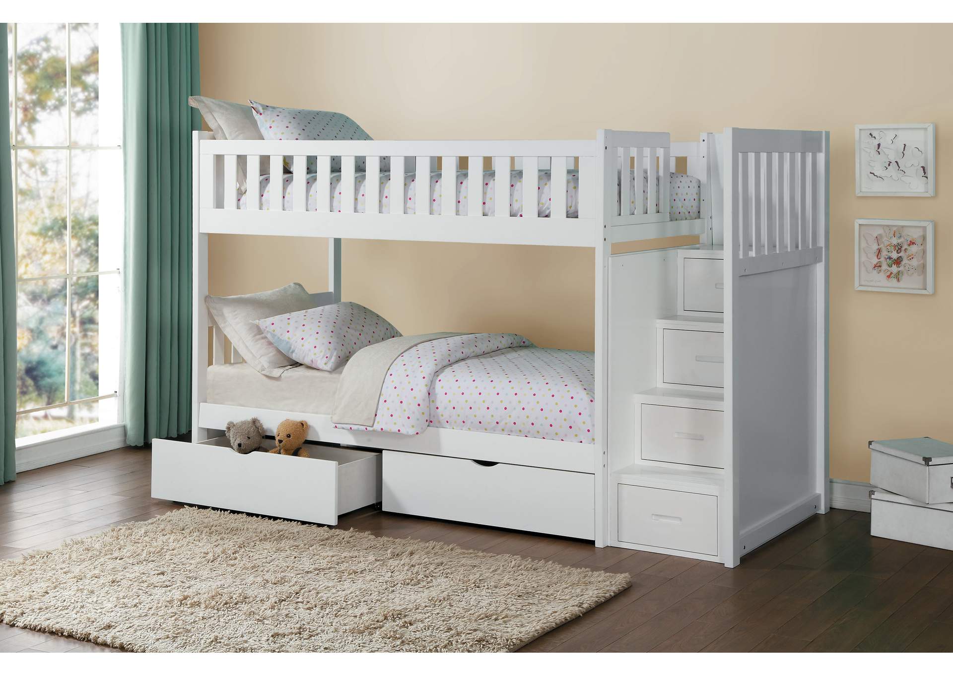 Galen Twin/Twin Step Bunk Bed with Storage Boxes image 7