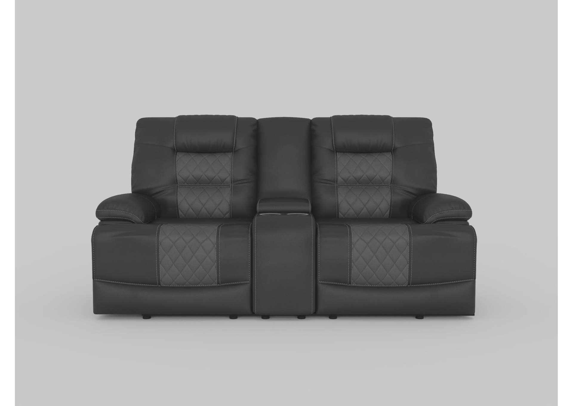 Fabian Double Glider Reclining Love Seat with Center Console, Receptacles and USB Ports image 1