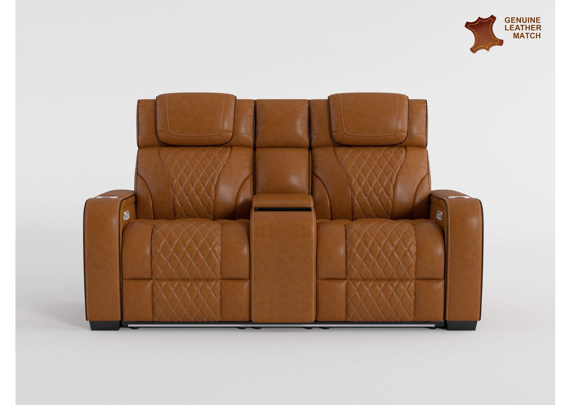 Apex Power Double Reclining Love Seat with Center Console, Power Headrests, Storage Arms with Cup Holders, Wireless charger, Air Massage and Heat, LED Lighting and Charging Ports image 6