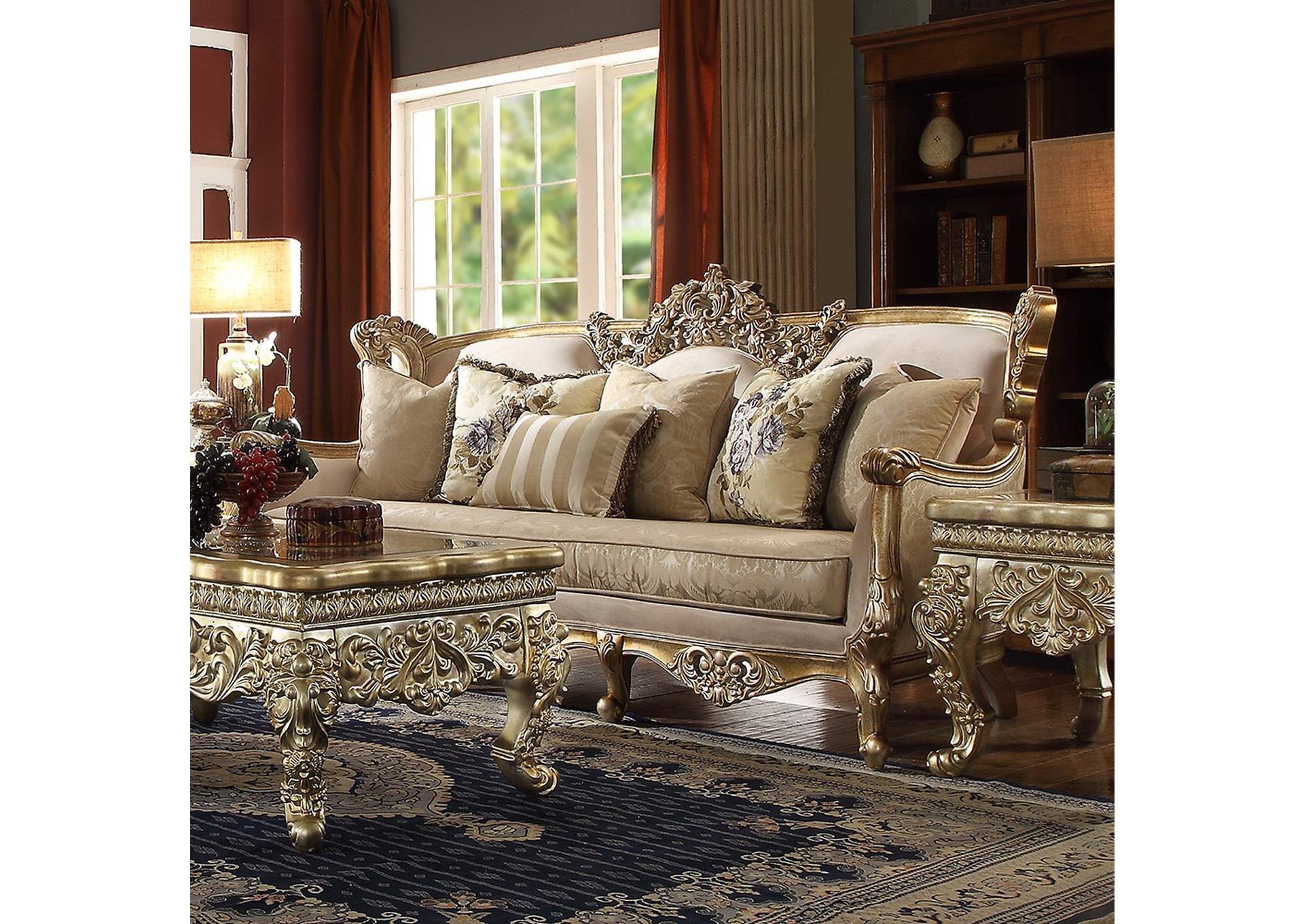Champagne with Rust Highlight Sofa