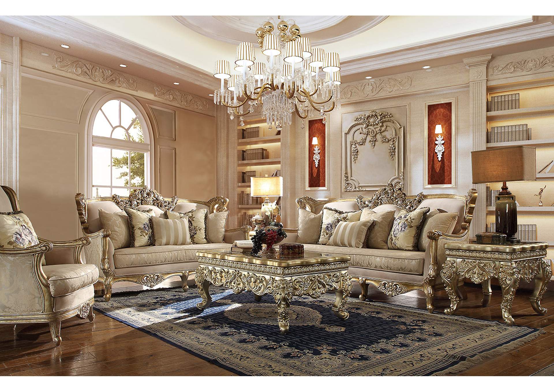 Champagne with Rust Highlight 3 Piece Sofa Set