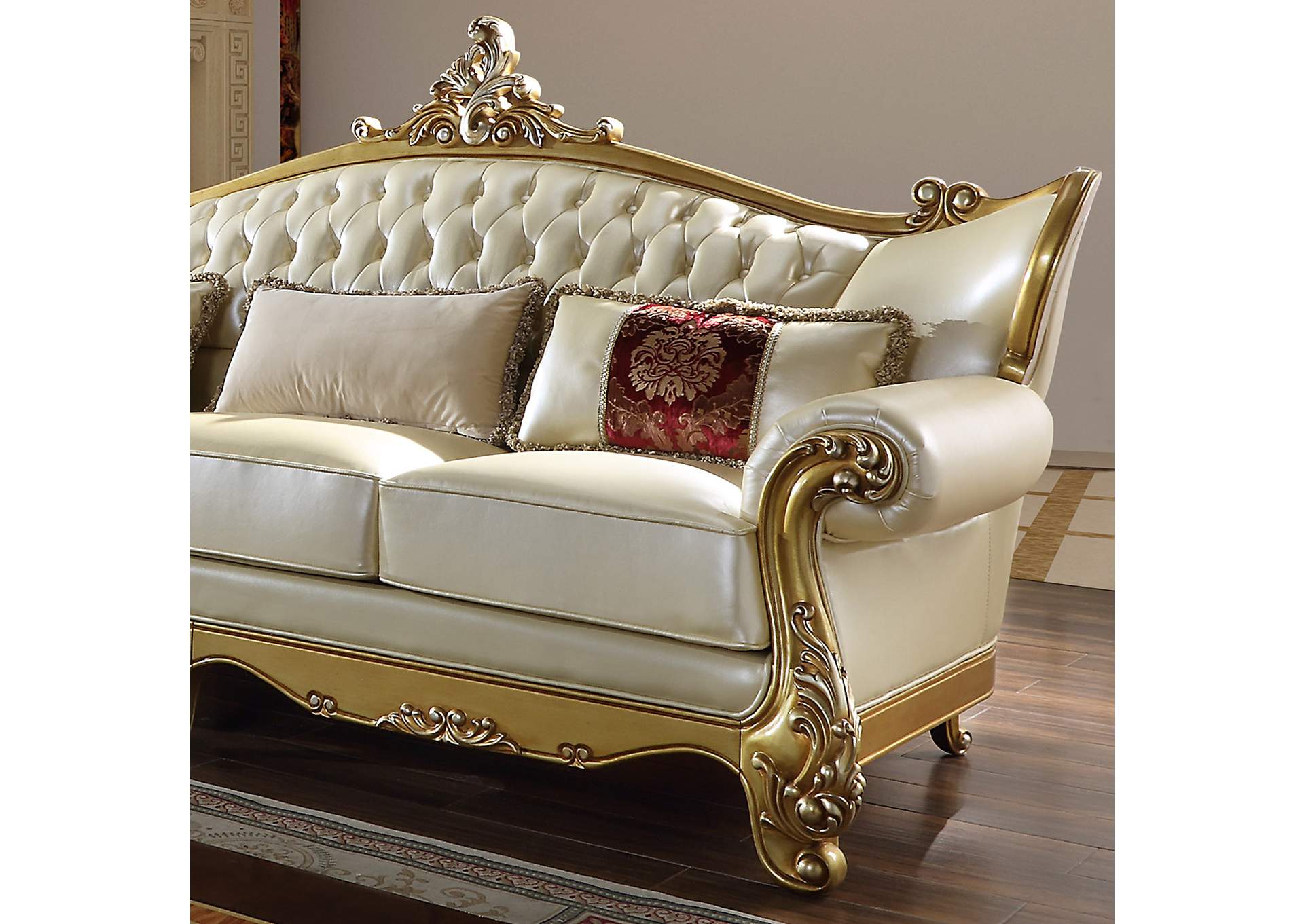 Gold with Ivory Leather Sectional