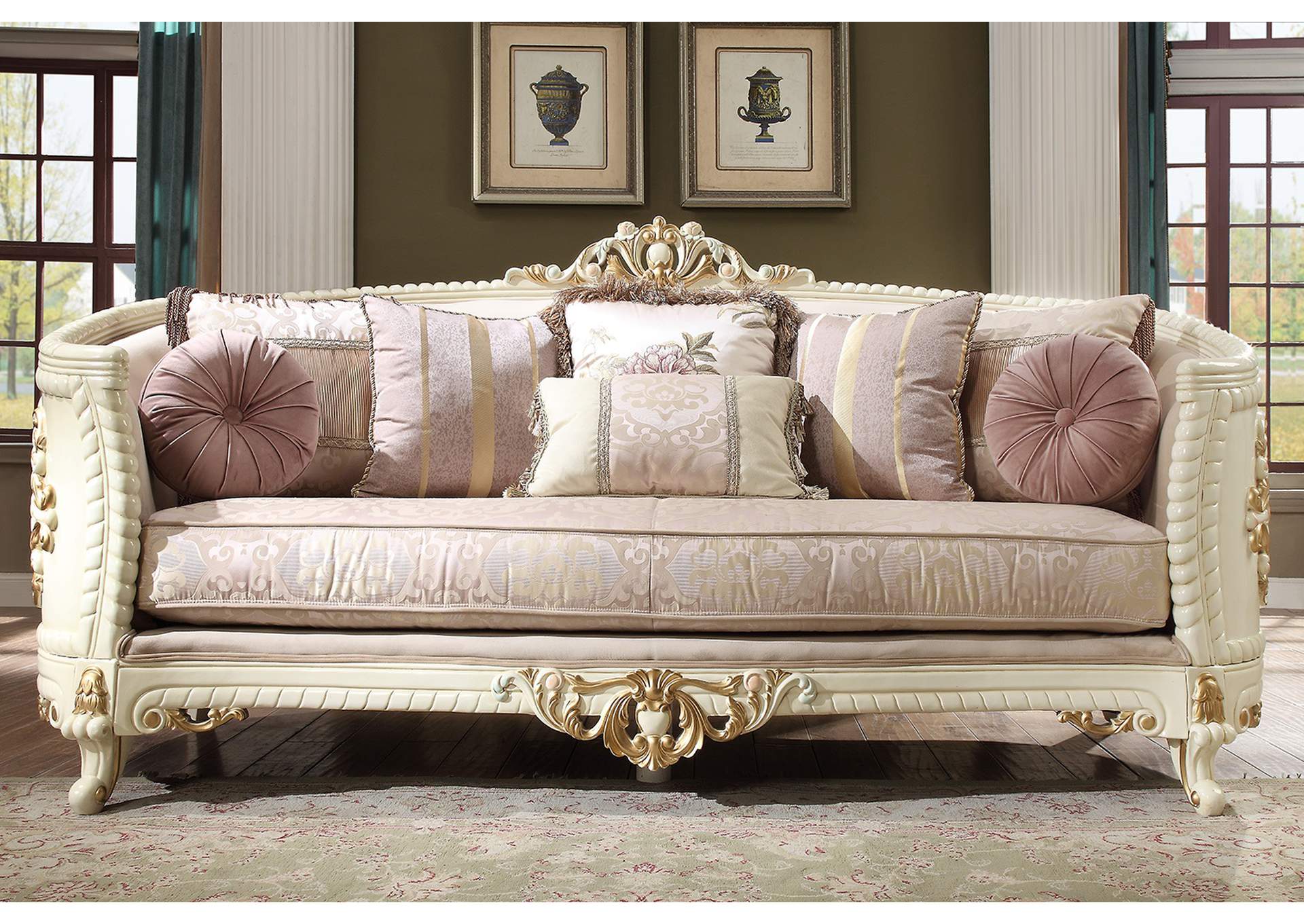 Ivory with Gold Highlight Sofa image 3