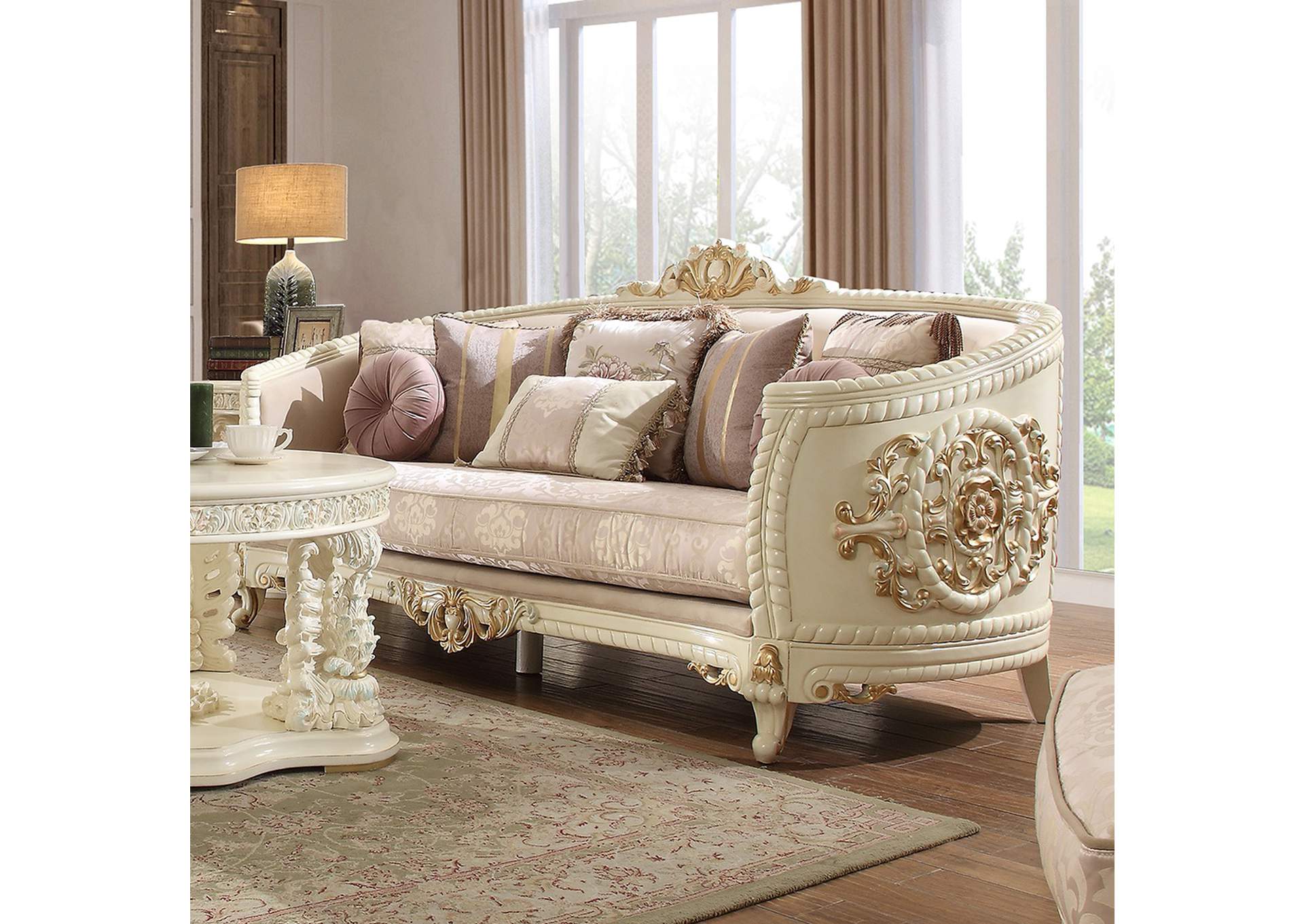 Ivory with Gold Highlight Sofa image 1