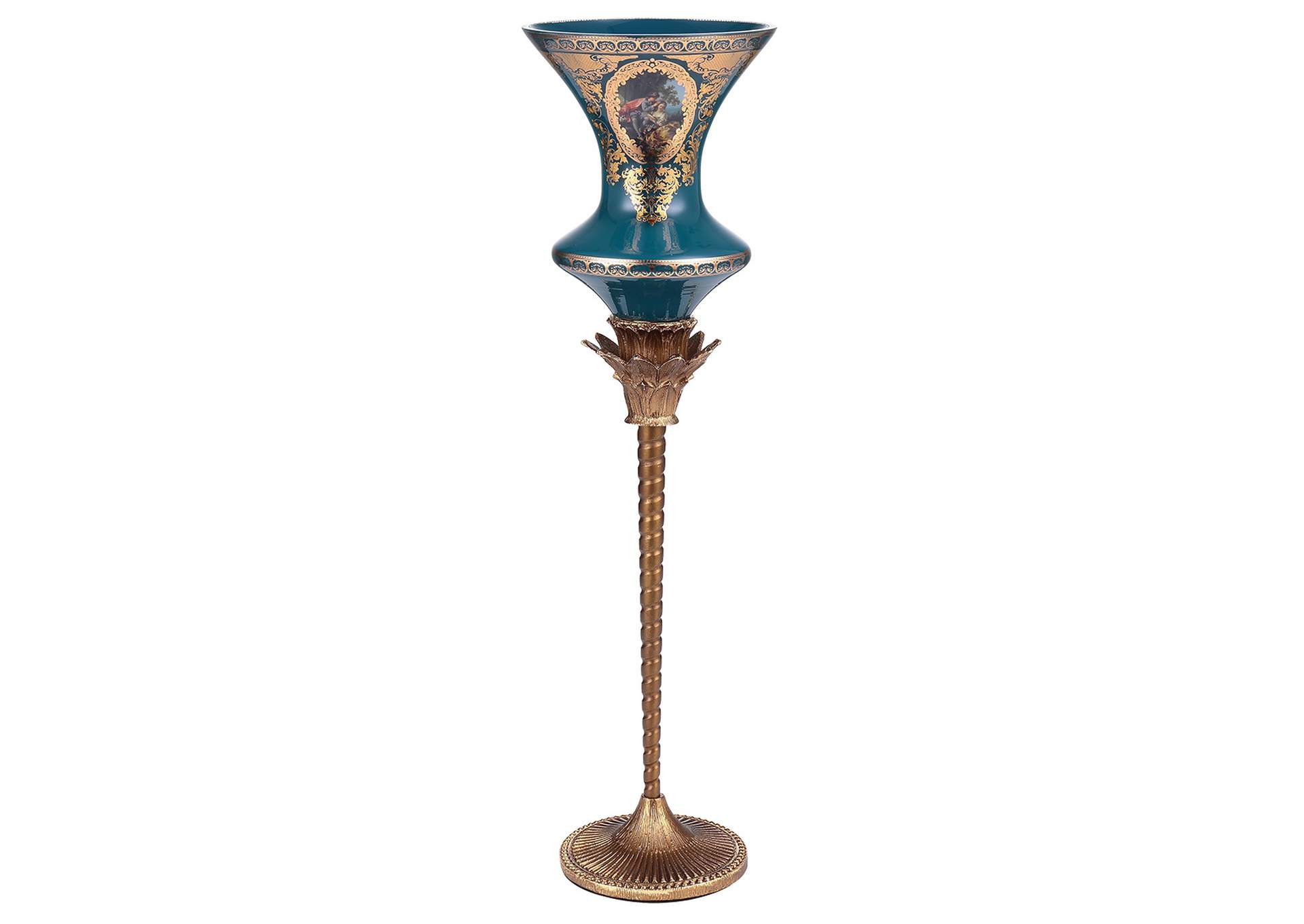 Bronze - Deep Aegean Blue-Gold Candleholder image 1