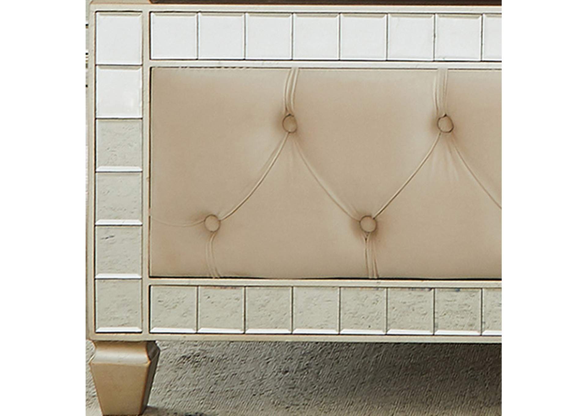 Mirrored with Beige Leather 5 Piece Ek Bedroom Set image 3