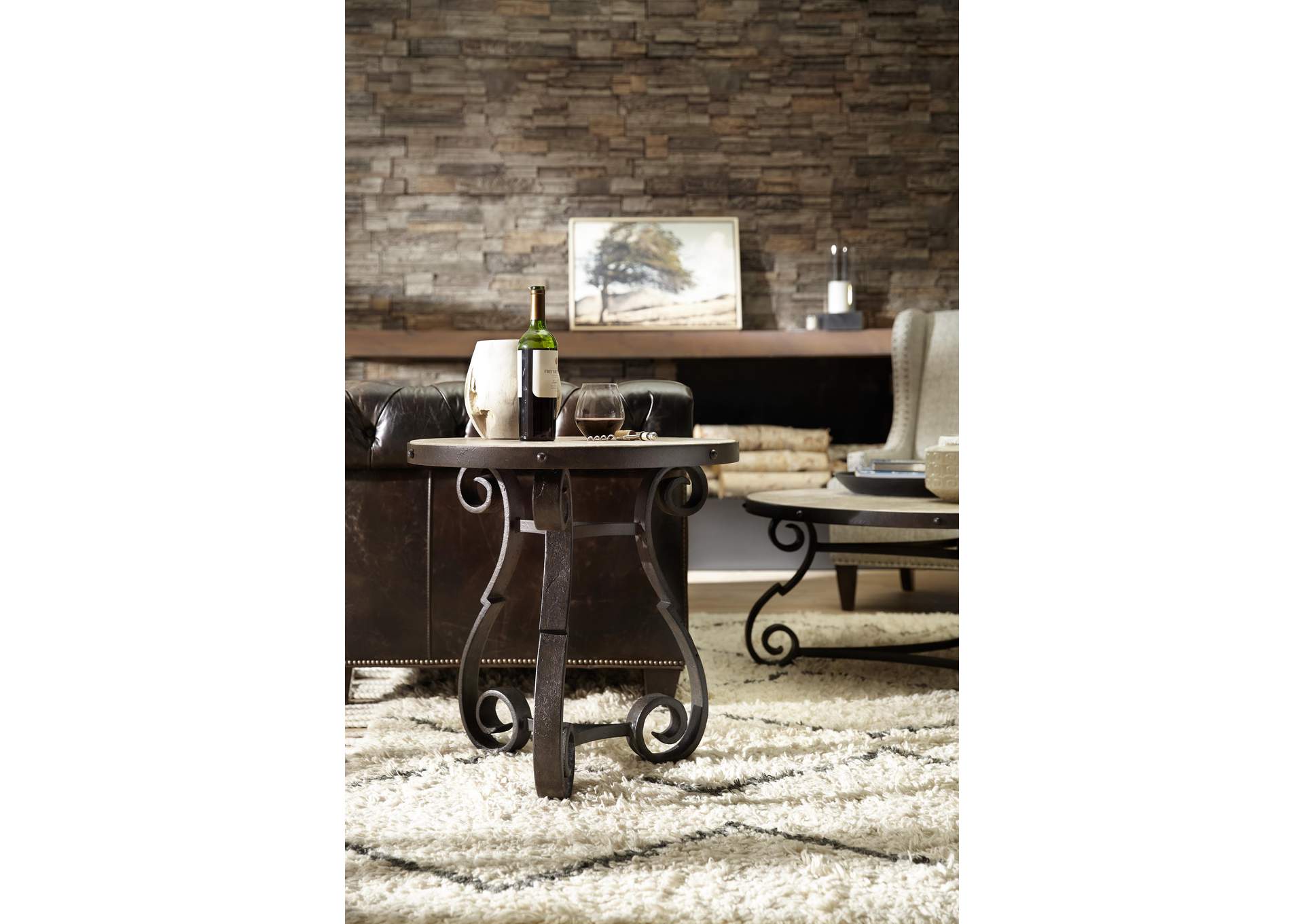 Luckenbach Metal and Stone End Table image 7