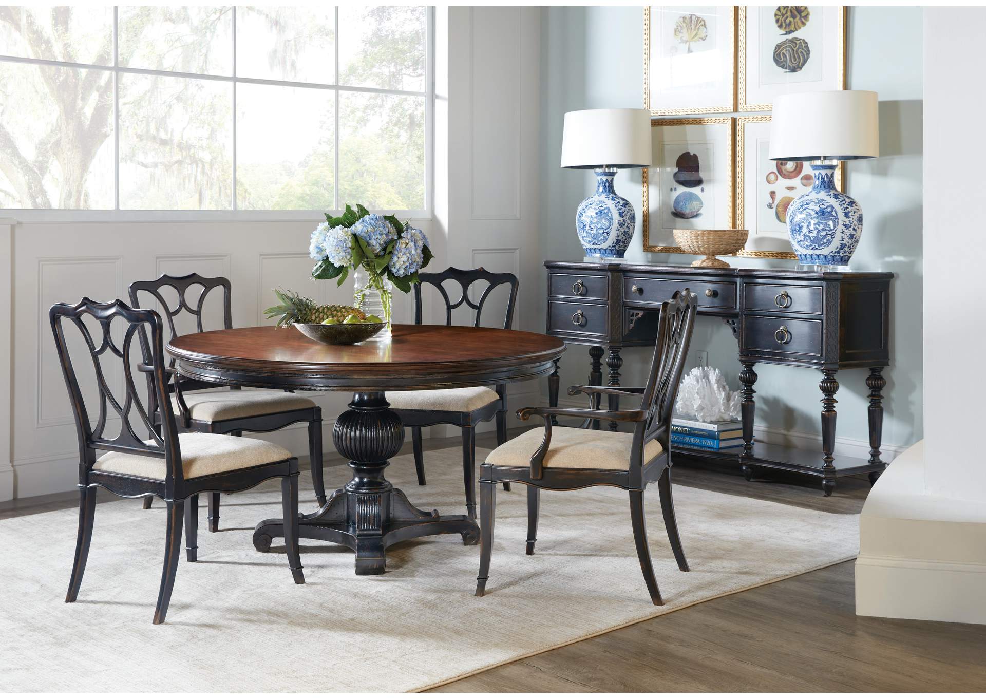 Charleston Round Pedestal Dining Table With 1 - 20In Leaf image 7
