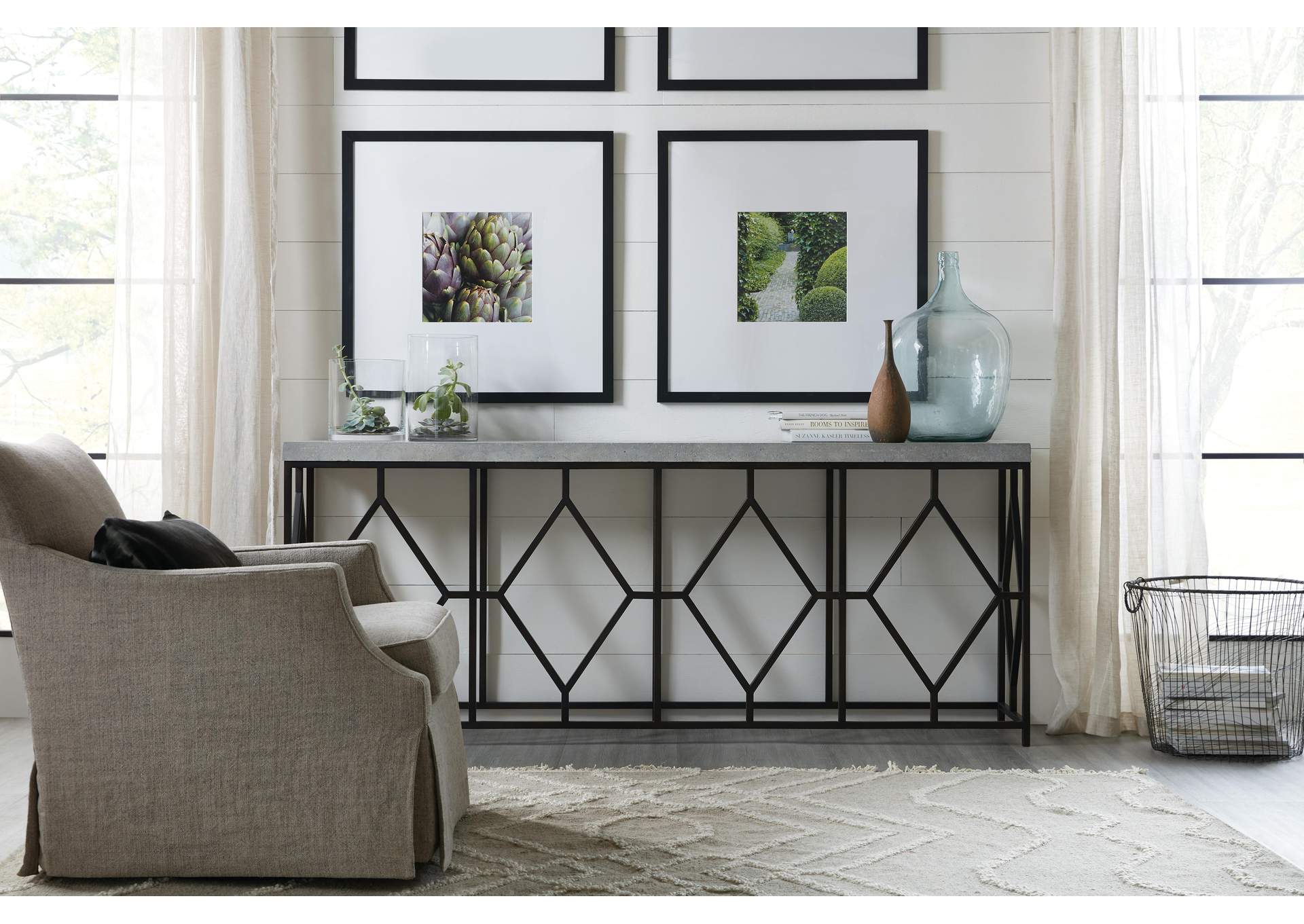 Ciao Bella Metal and Faux Concrete Console Table image 6