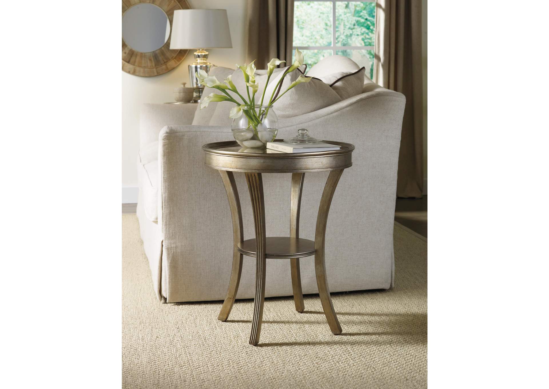 Sanctuary Round Mirrored Accent Table - Visage image 4