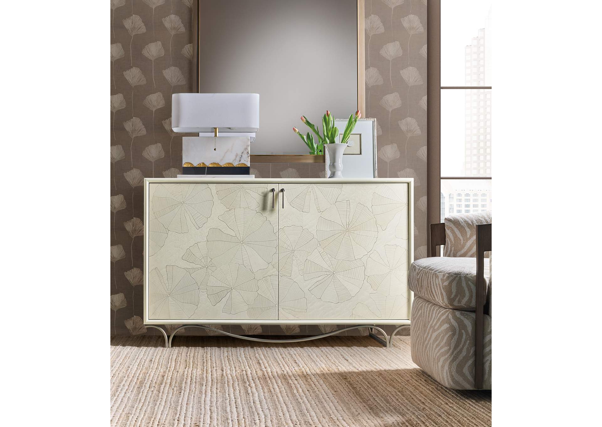 Melange White Lotus Hall Chest image 9