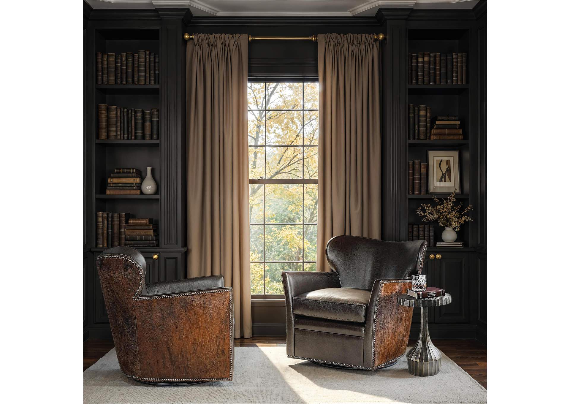 Kato Leather Swivel Chair With Dark Hoh image 5
