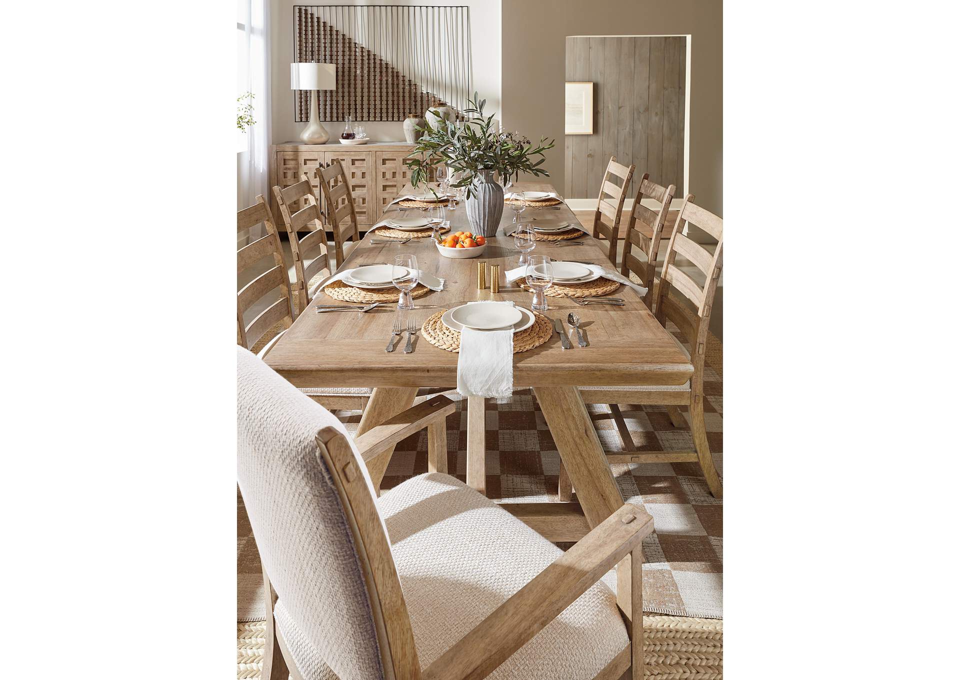 Vineyard Row Rectangle Dining Table With Two 20 - Inch Leaves image 12