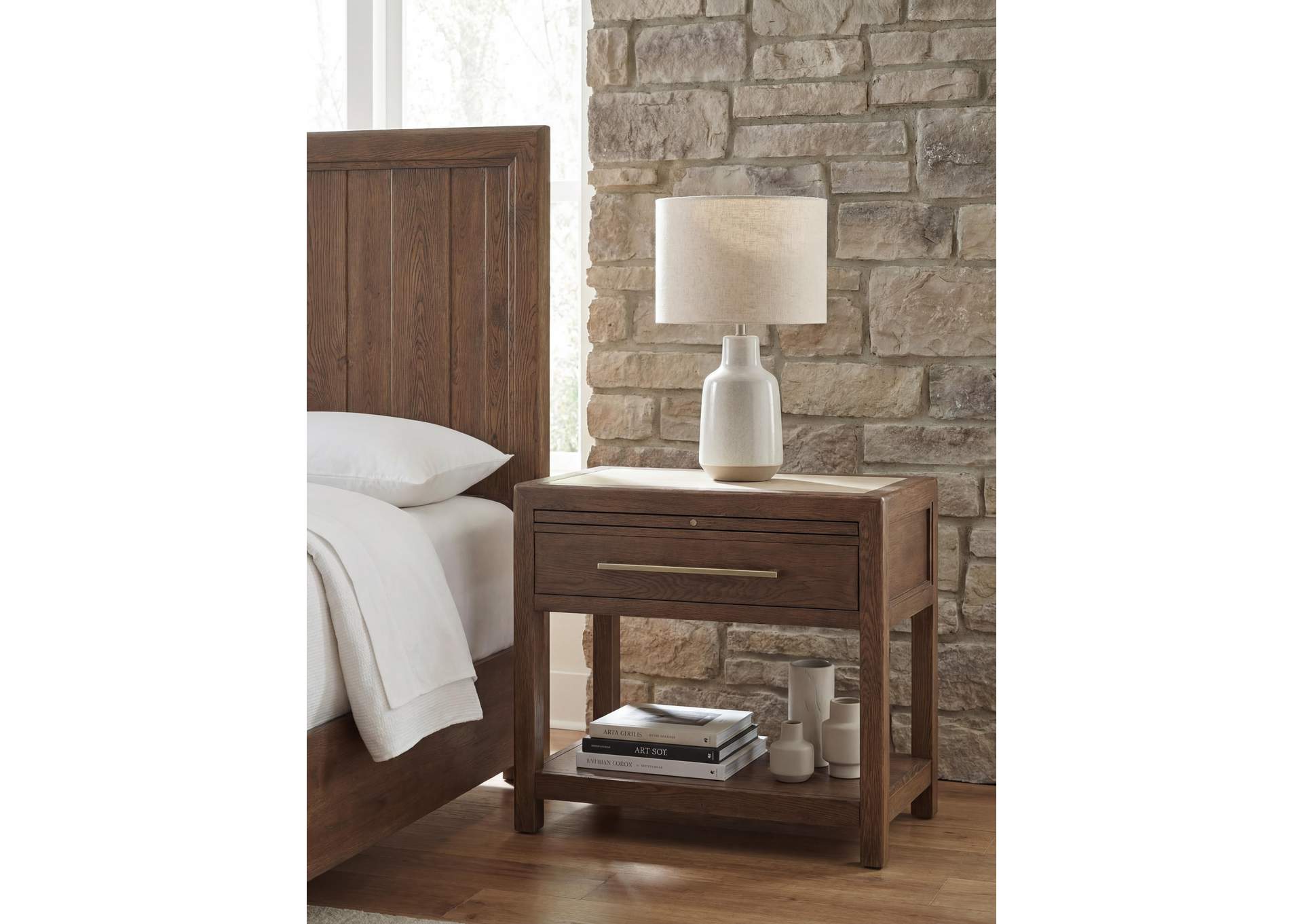 Driftwood One - Drawer Nightstand With Stone image 5