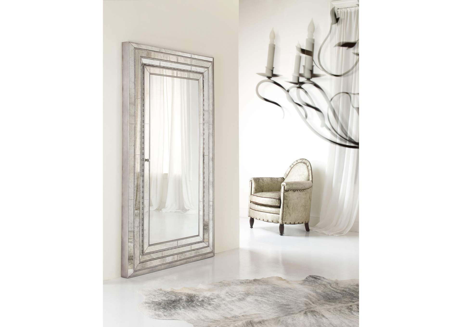 Melange Glamour Floor Mirror W - Jewelry Armoire Storage image 3