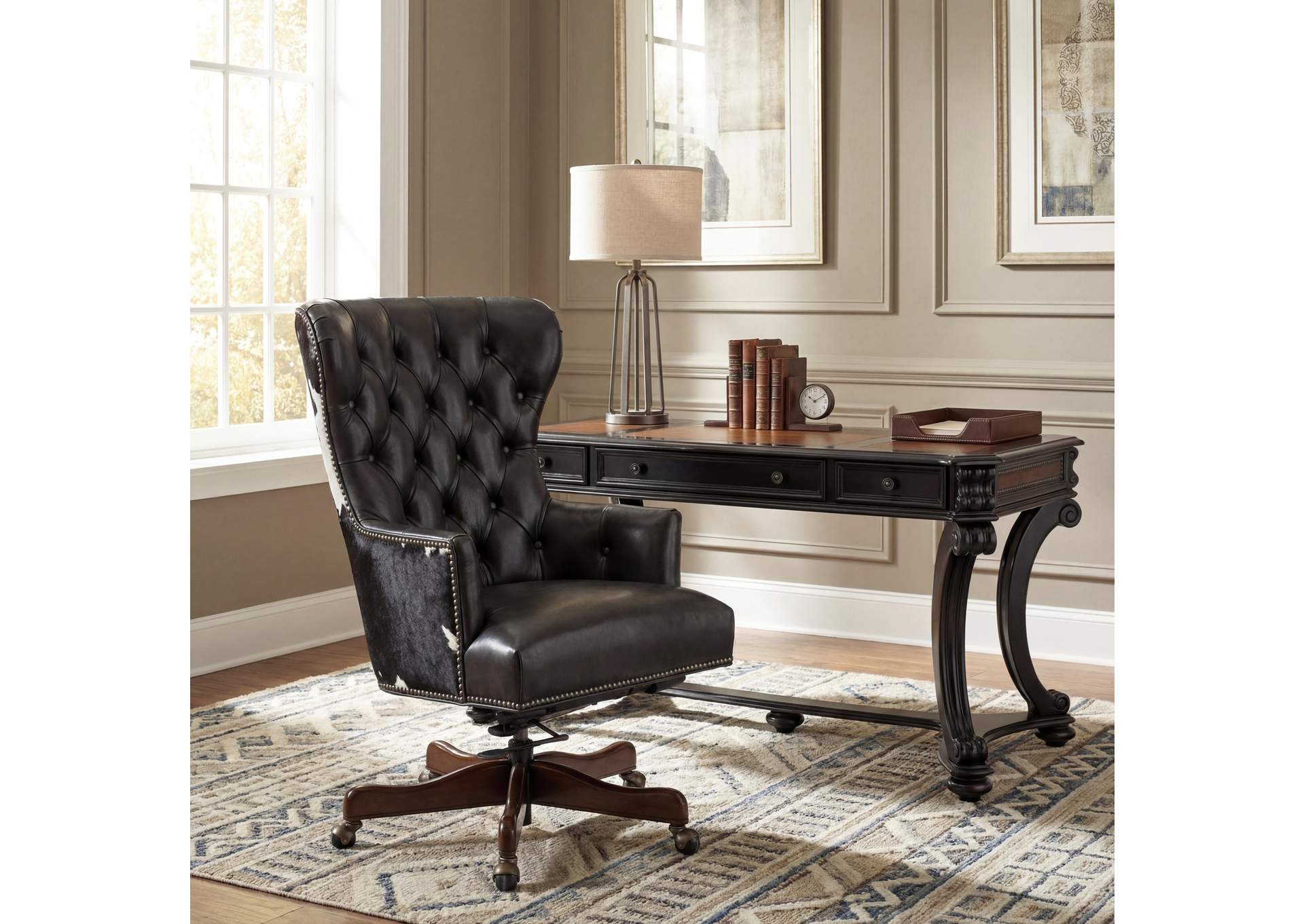 Katherine Executive Swivel Tilt Chair With Black & White Hoh image 5