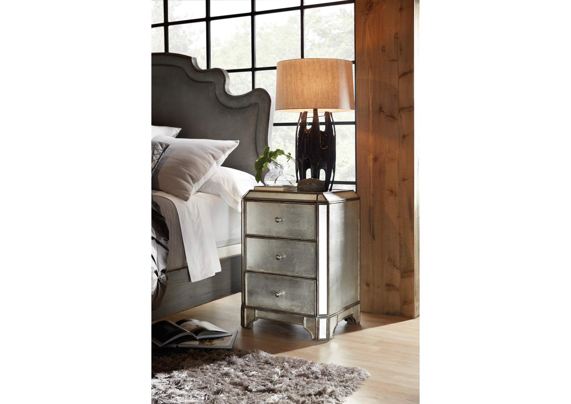 Arabella Mirrored Three - Drawer Nightstand image 6