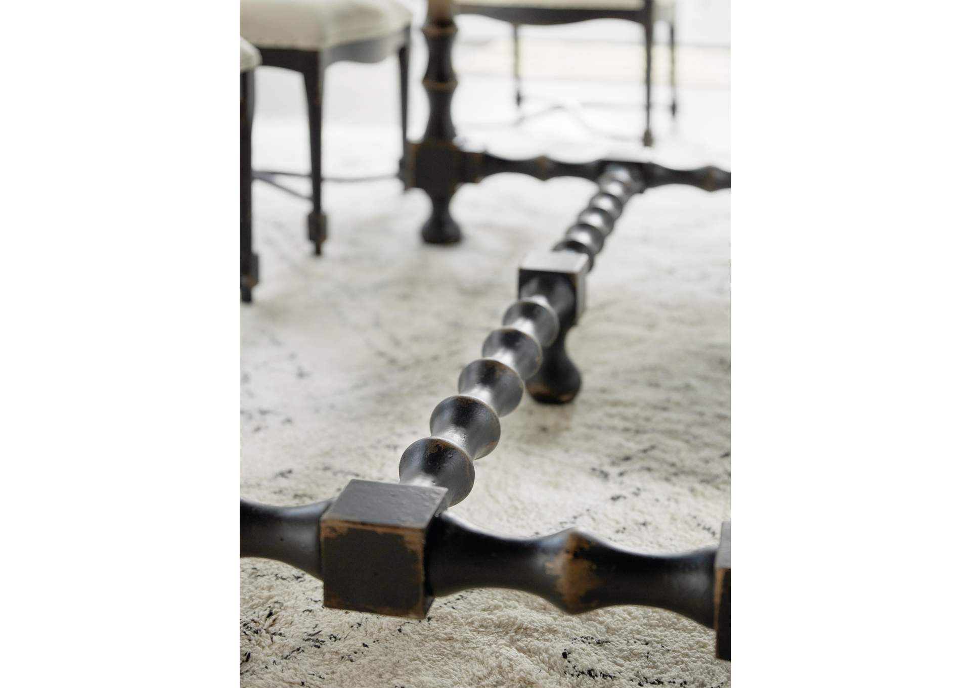 Ciao Bella 84In Trestle Table With 2 - 18In Leaves - Flaky White - Black image 8