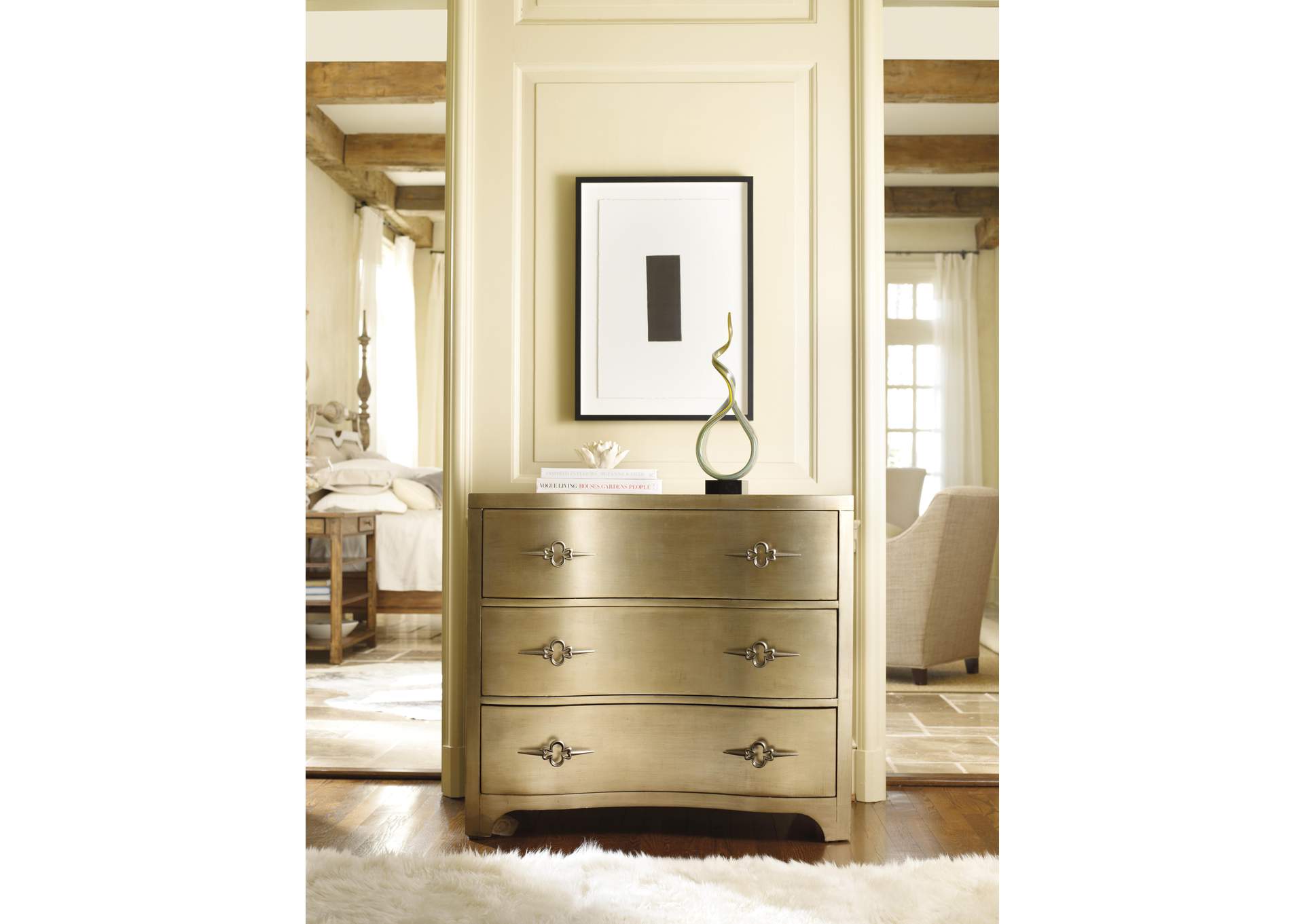 Sanctuary Three - Drawer Shaped Front Gold Chest image 4
