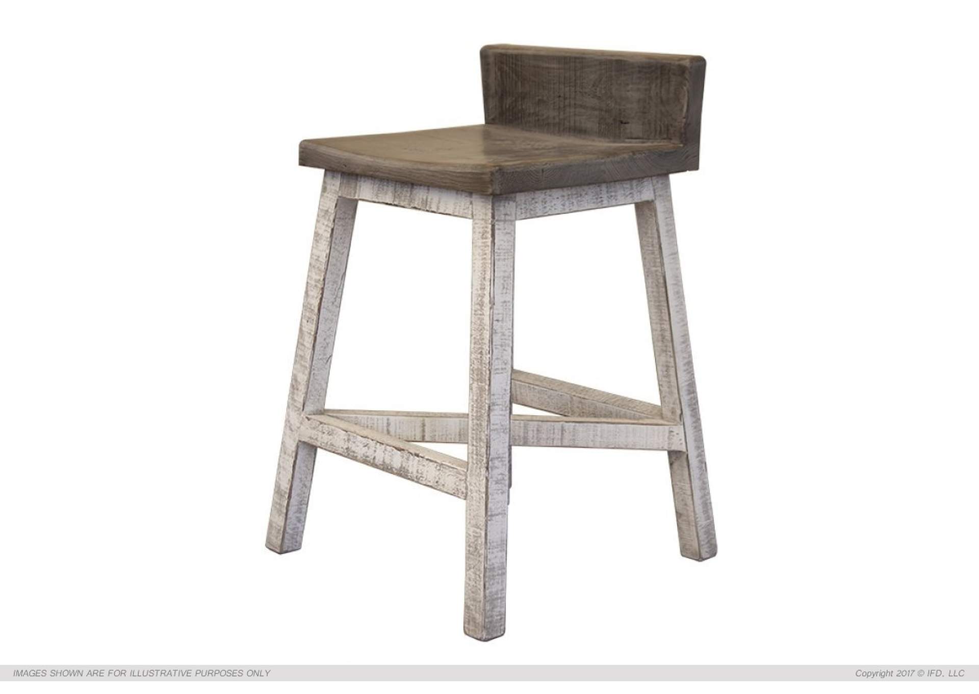 Stone Barstool - Antiqued Ivory & Weathered Gray