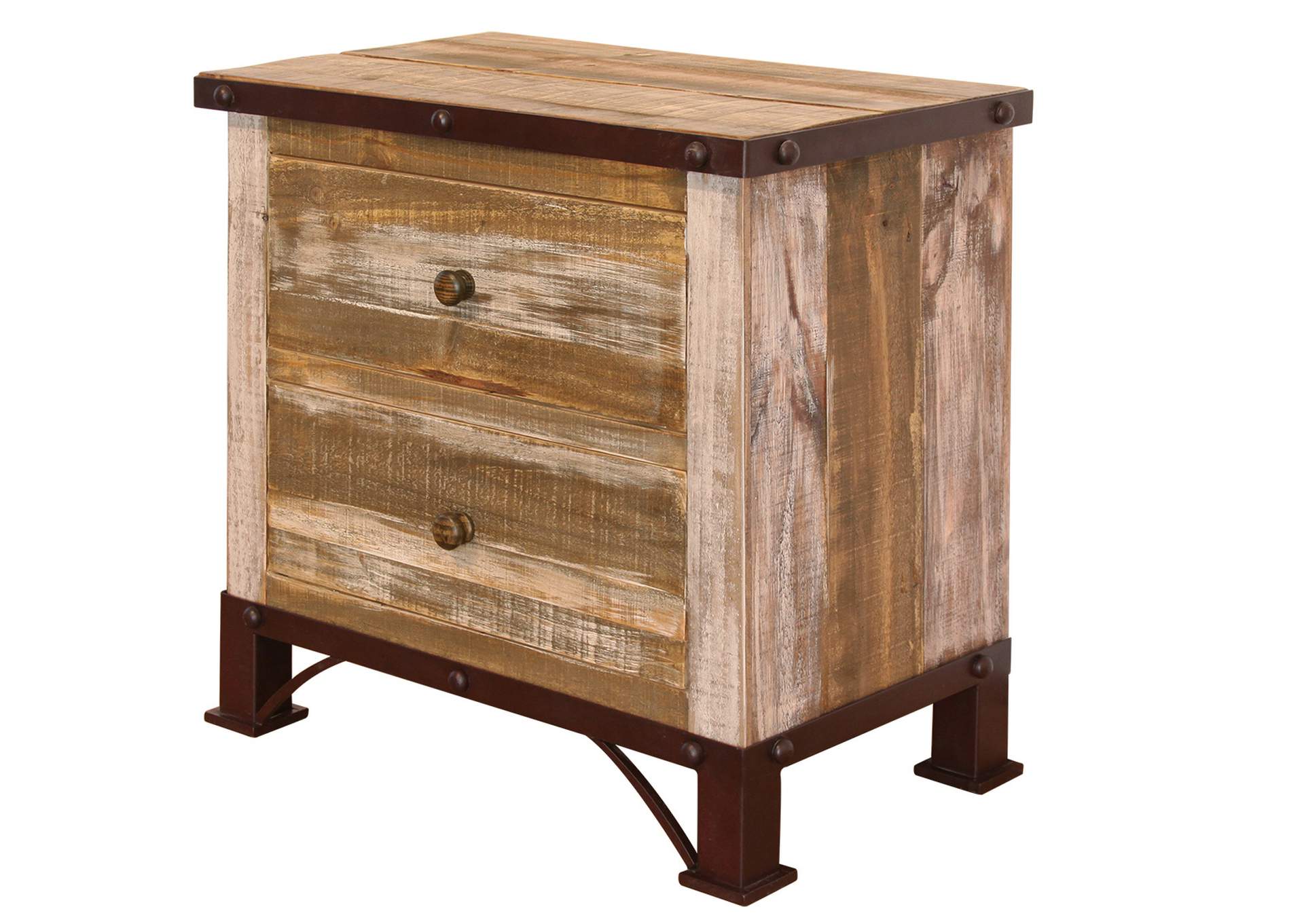Antique Multicolor Nightstand - Multicolor