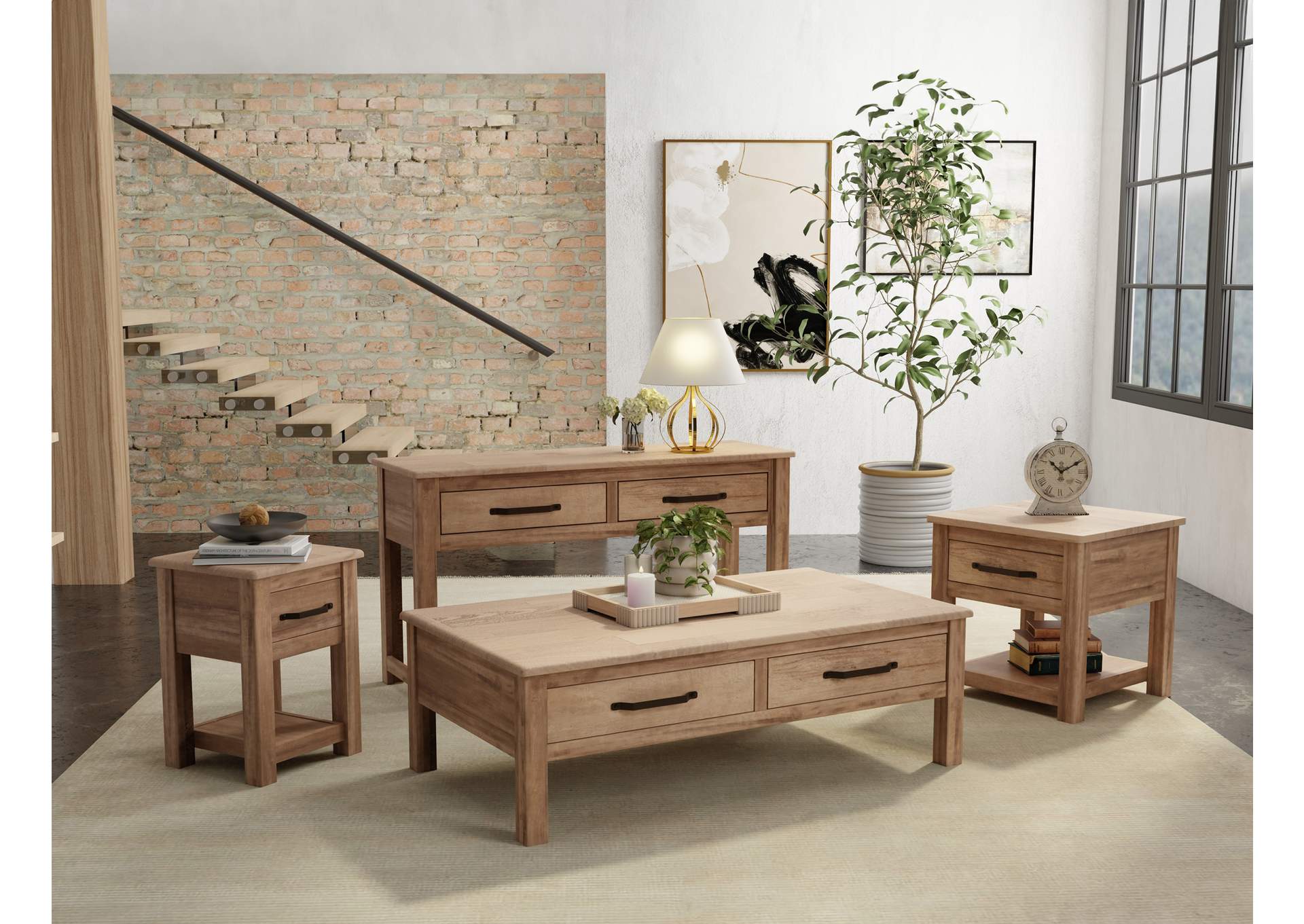 Natural Parota Chairside Table - Brown Cappuccino