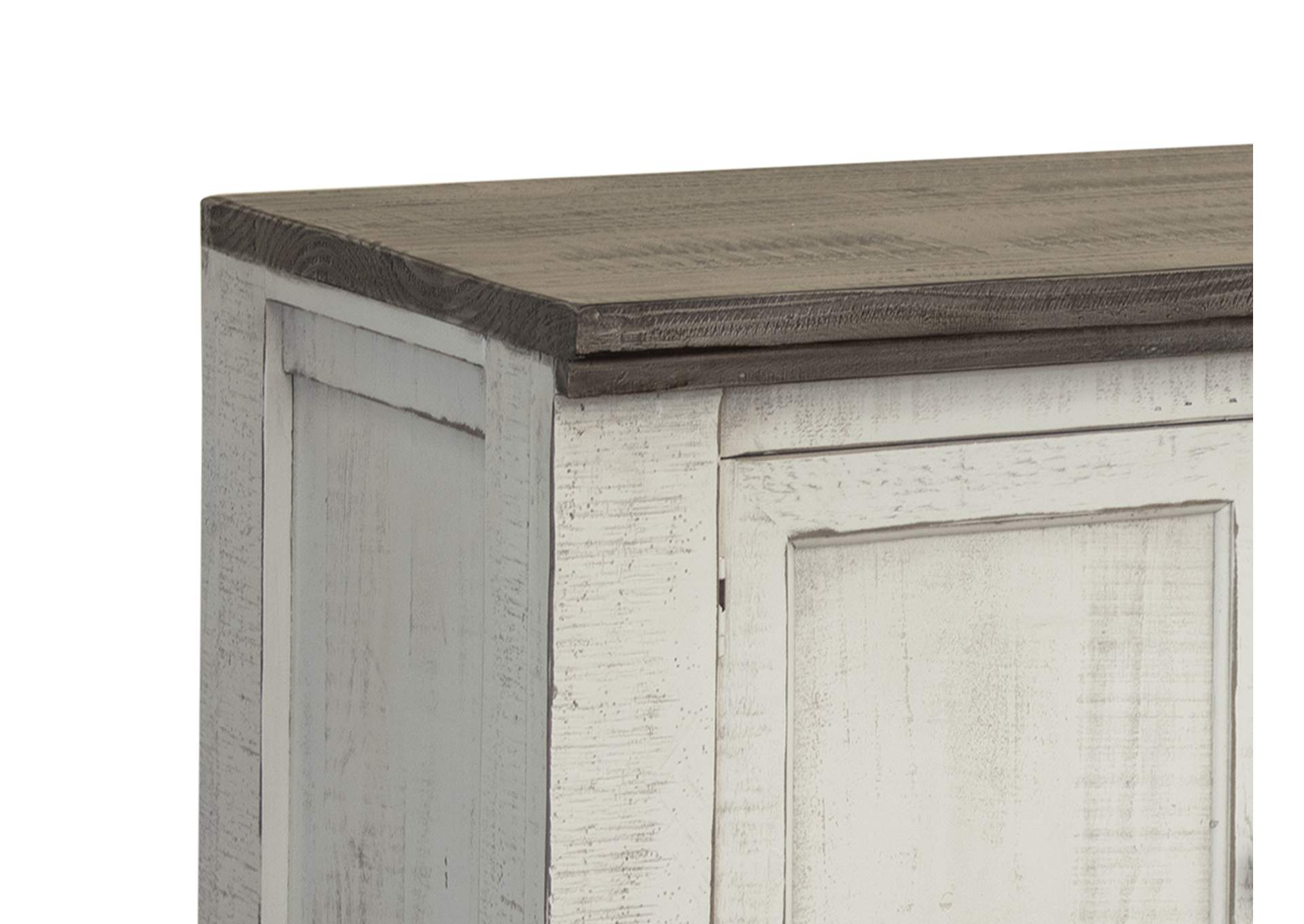 Stone TV Stand - Antiqued Ivory & Weathered Gray