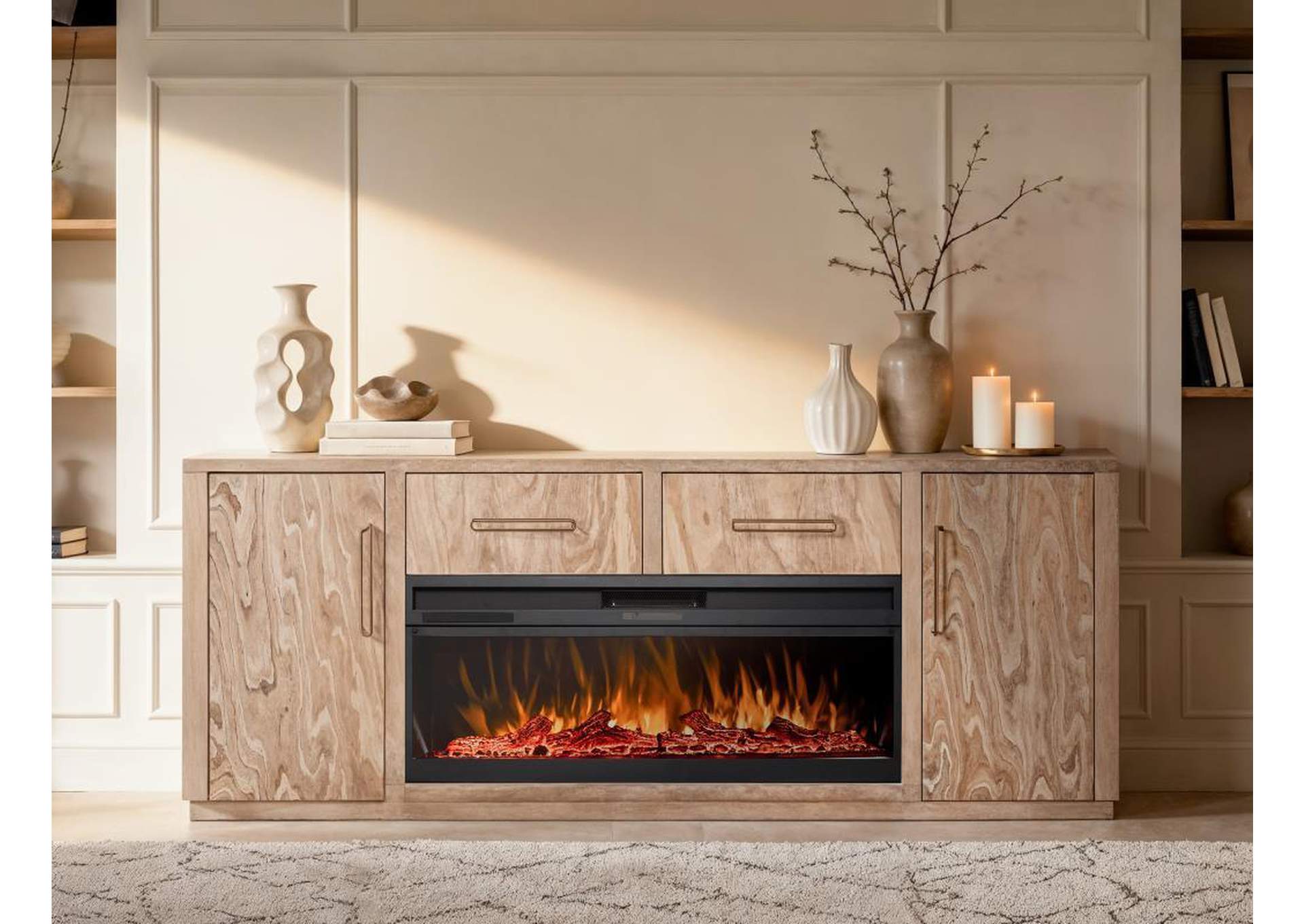 White Balam TV Stand For Fire Place image 6